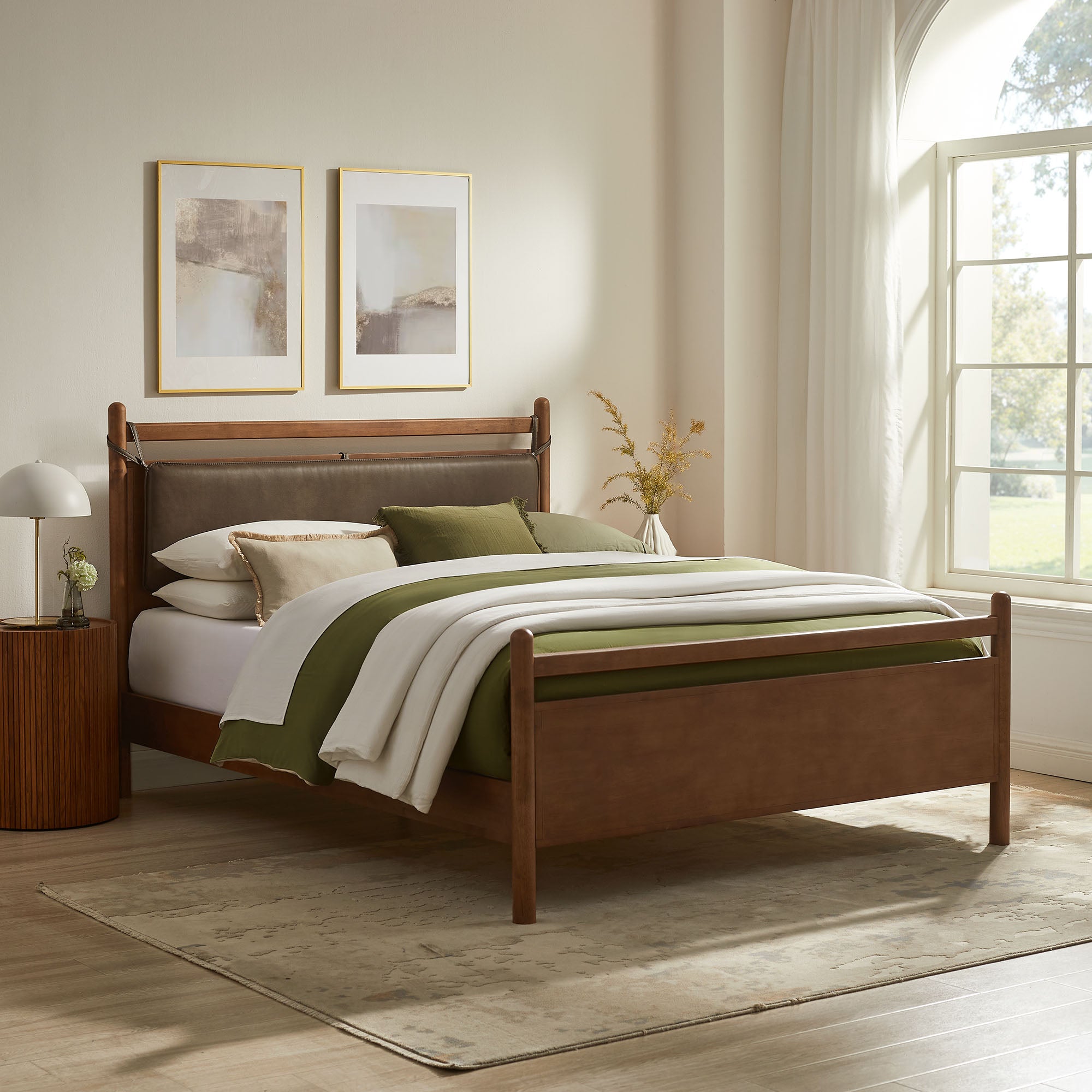 Modway MOD-7316 Leni King Size Vegan Leather and Wood Platform Bed Frame