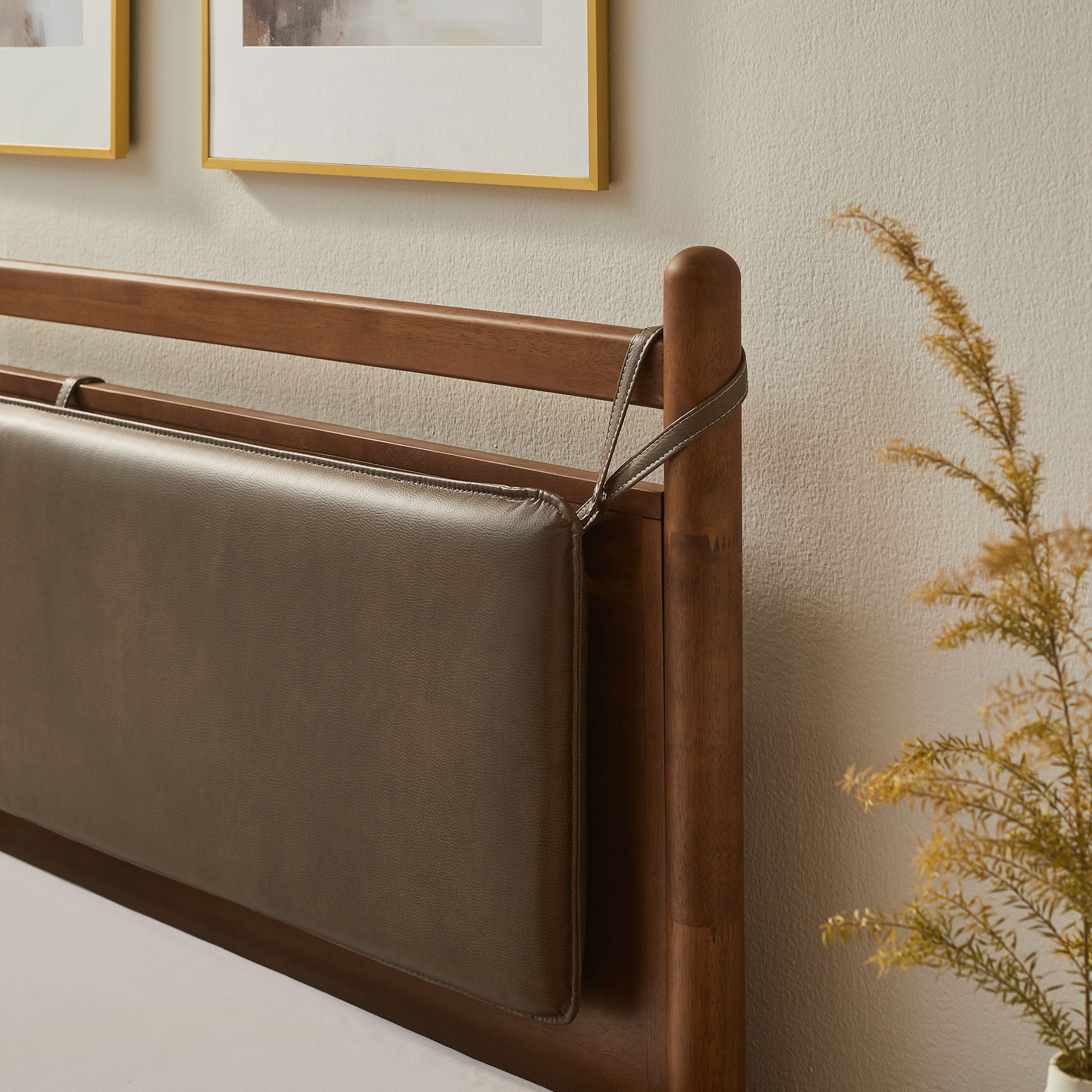 Modway MOD-7316 Leni King Size Vegan Leather and Wood Platform Bed Frame