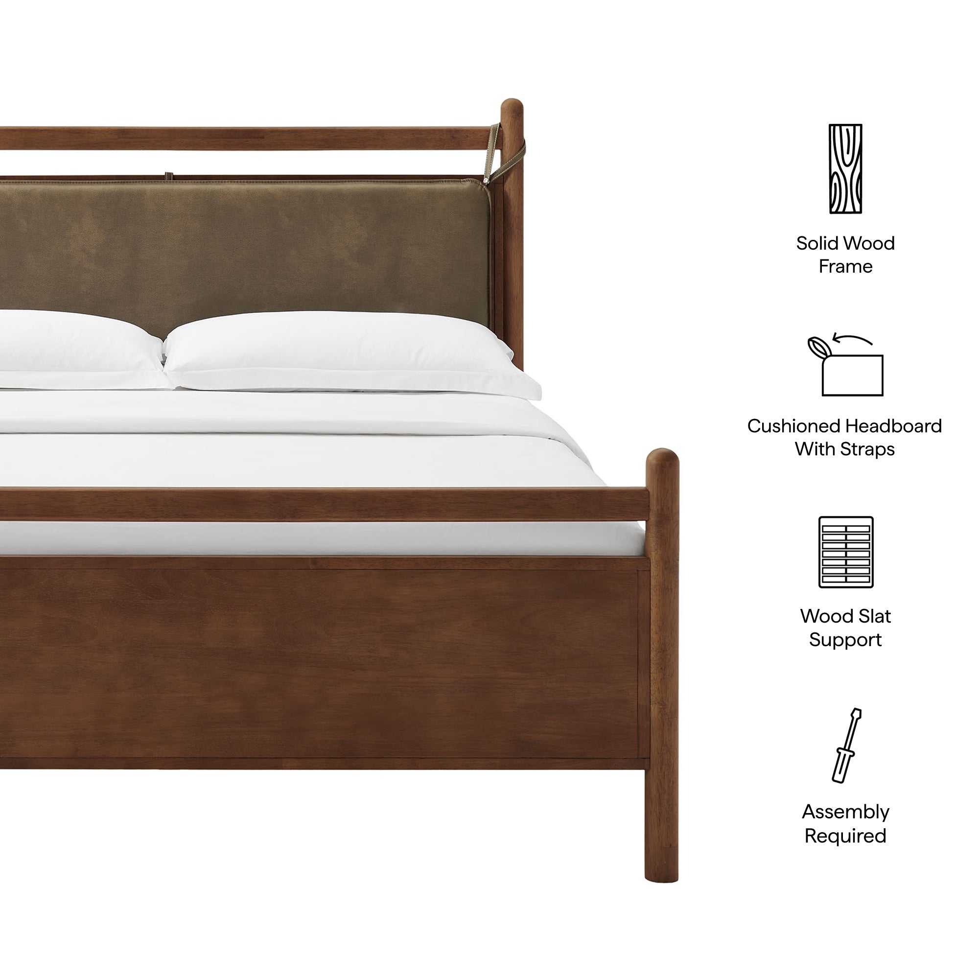 Modway MOD-7316 Leni King Size Vegan Leather and Wood Platform Bed Frame