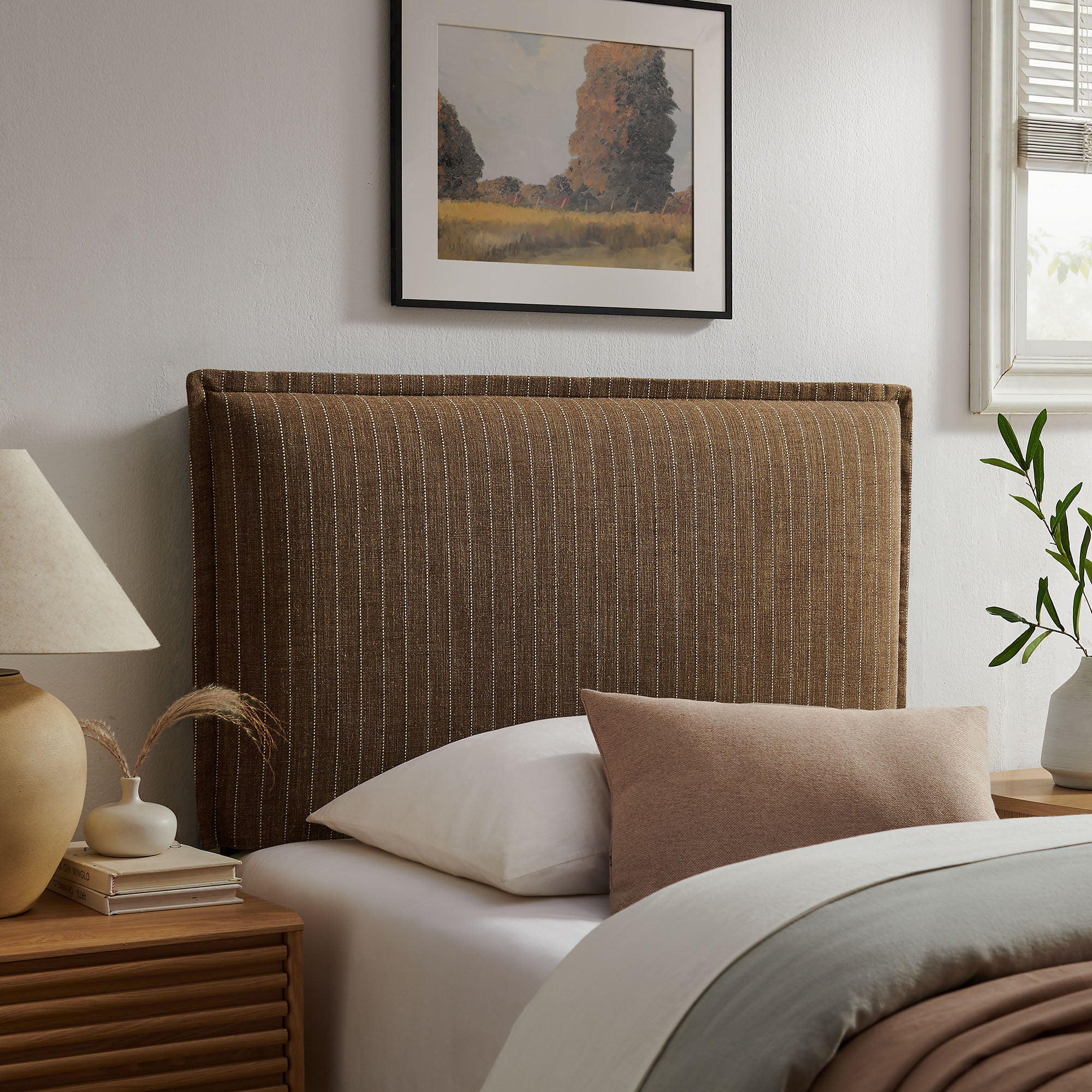 Modway MOD-7318 Camille Striped Linen Blend Twin Size Headboard