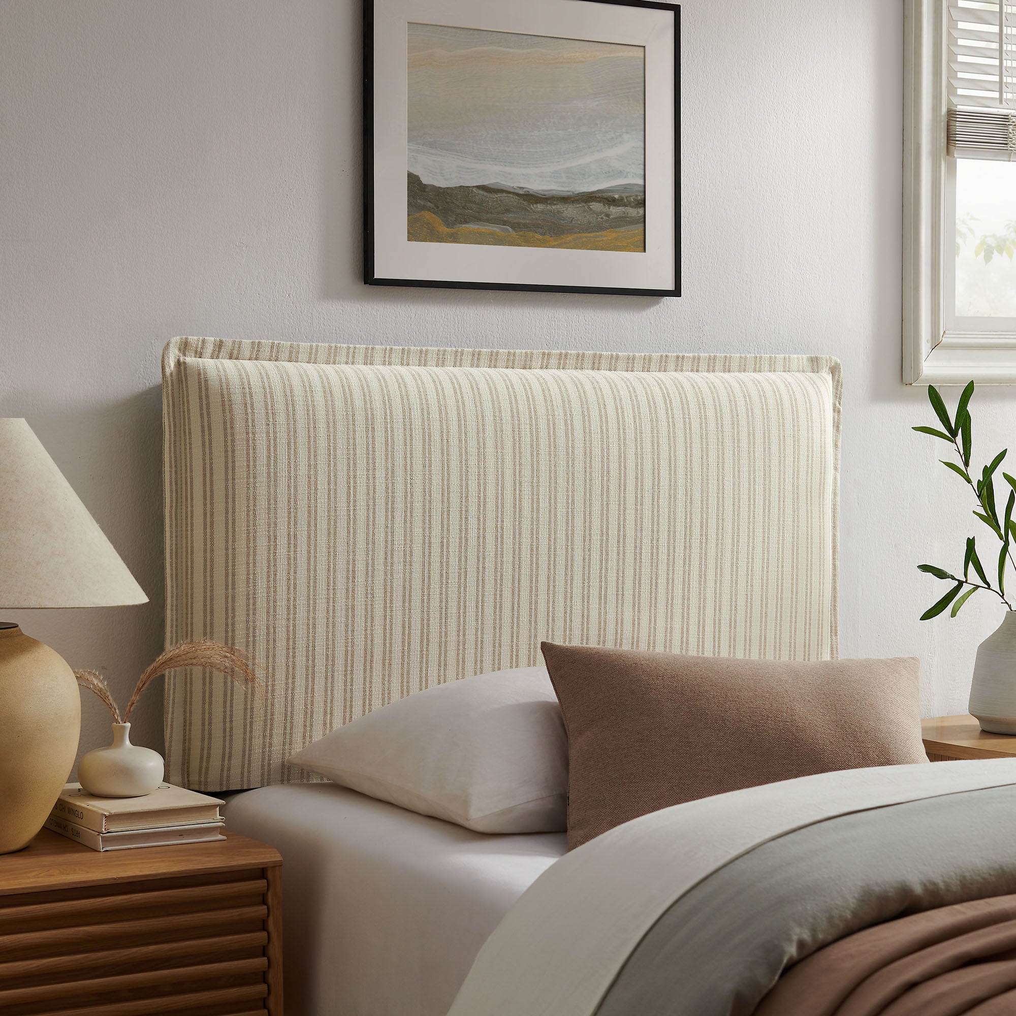 Modway MOD-7318 Camille Striped Linen Blend Twin Size Headboard