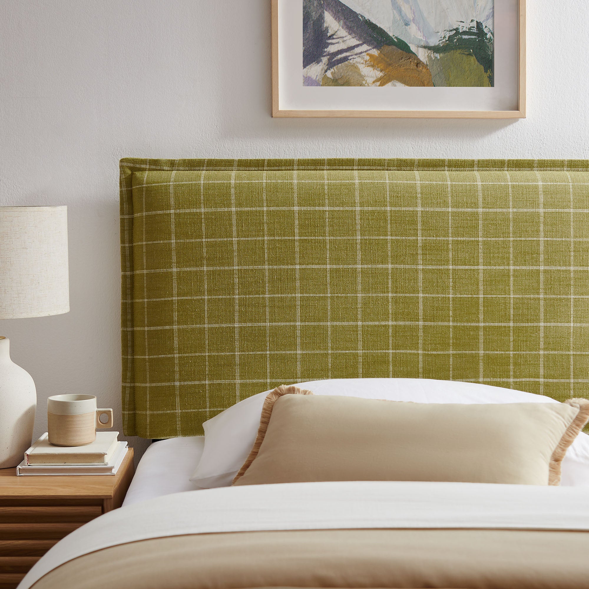 Modway MOD-7319 Camille Checkered Linen Blend Twin Size Headboard