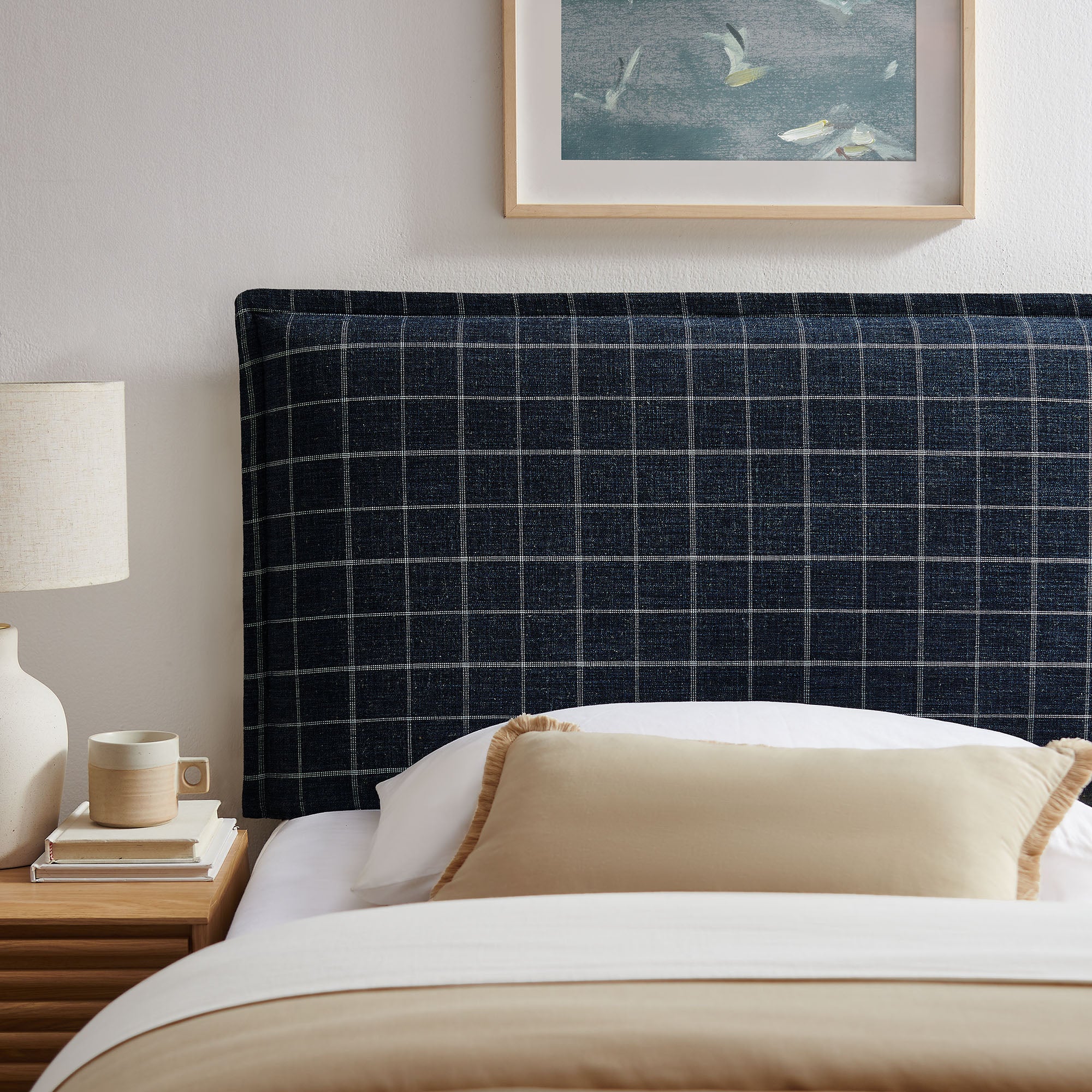 Modway MOD-7319 Camille Checkered Linen Blend Twin Size Headboard