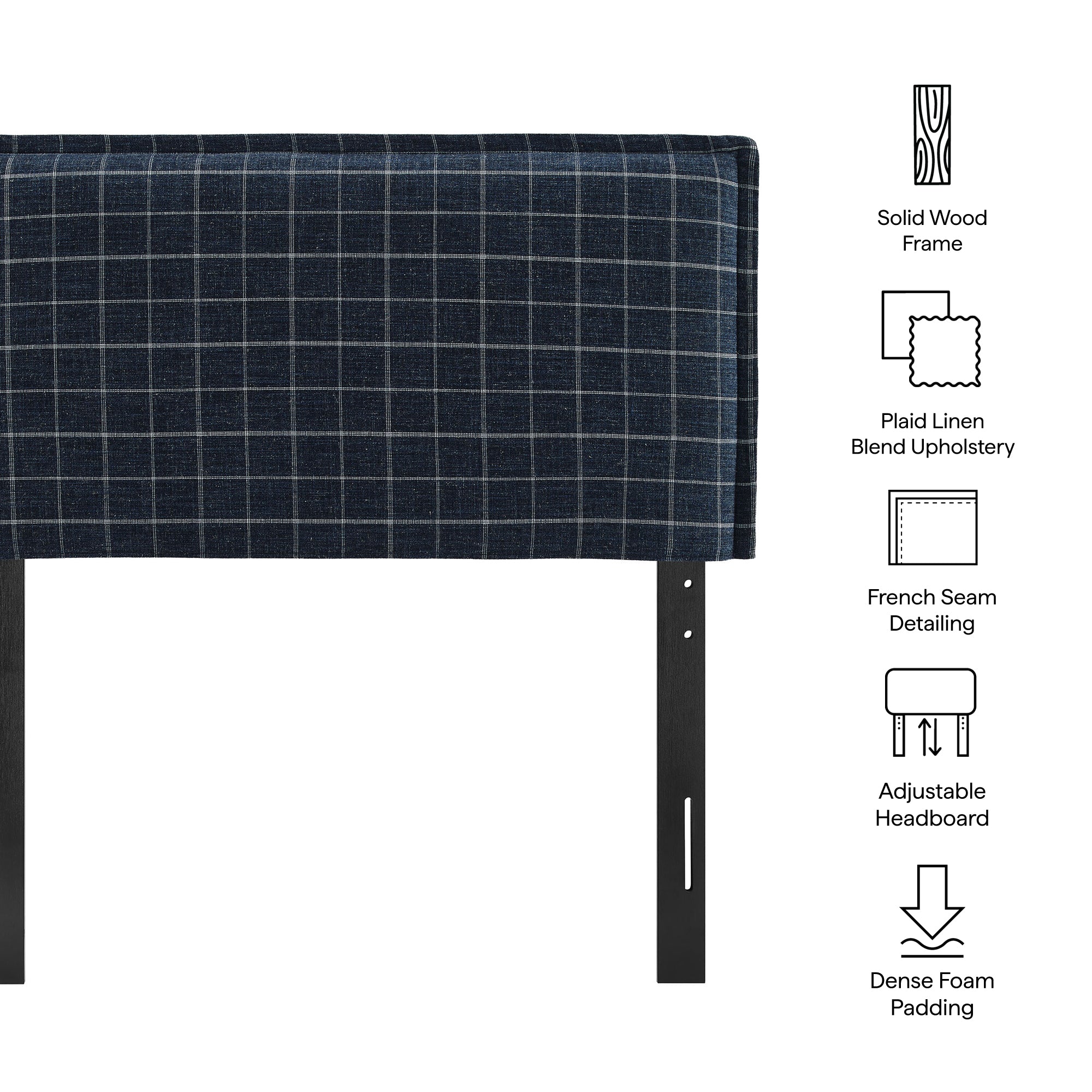 Modway MOD-7319 Camille Checkered Linen Blend Twin Size Headboard