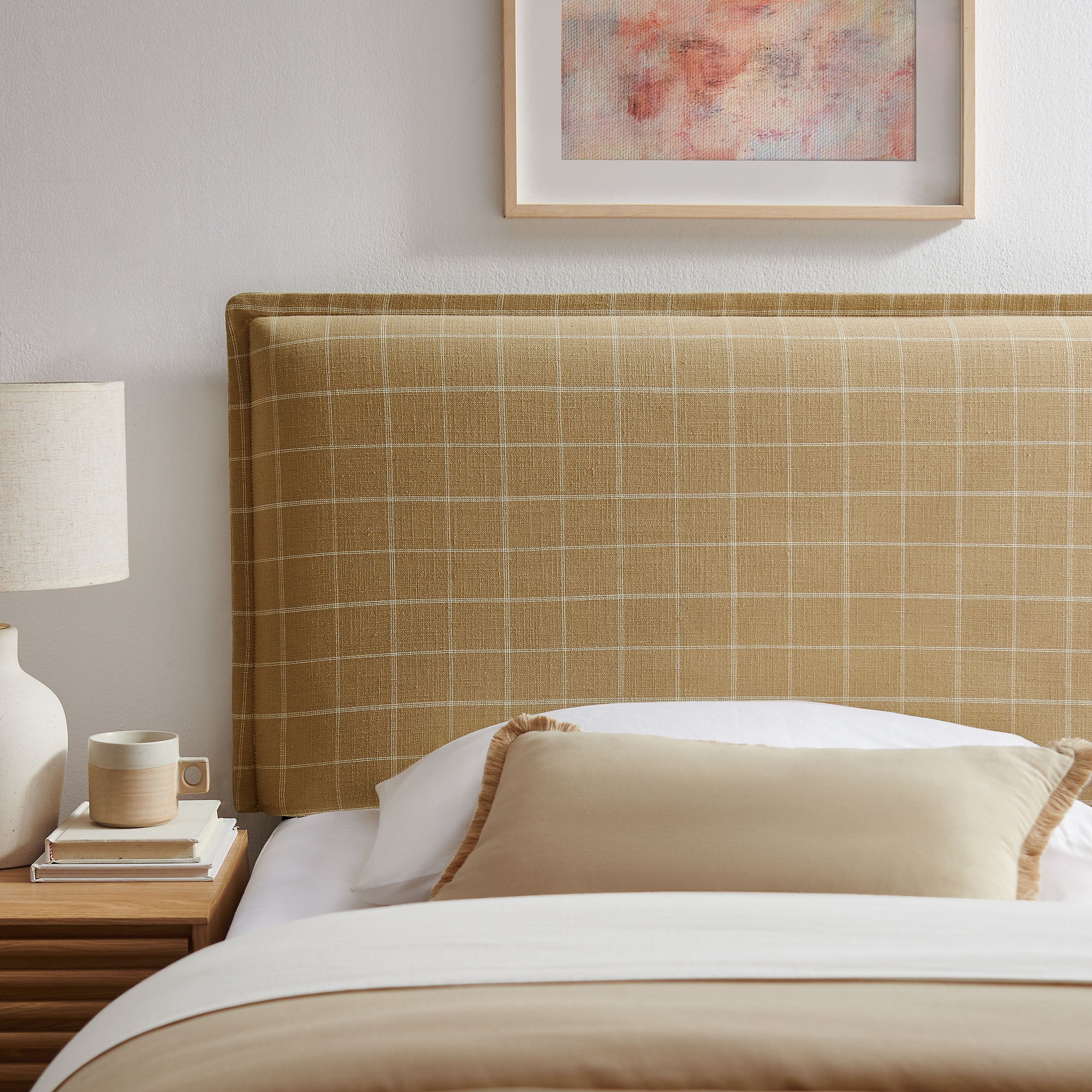 Modway MOD-7319 Camille Checkered Linen Blend Twin Size Headboard