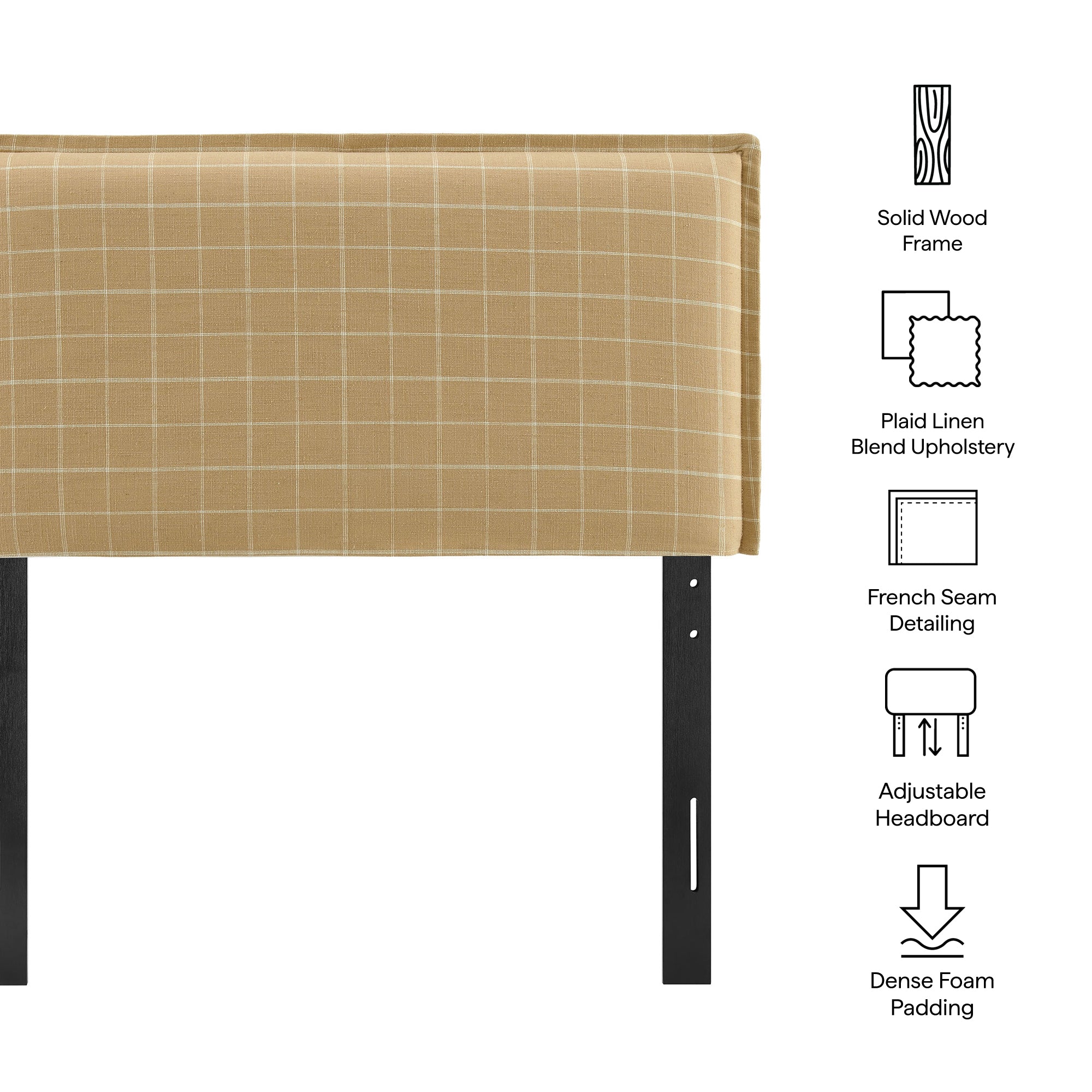 Modway MOD-7319 Camille Checkered Linen Blend Twin Size Headboard