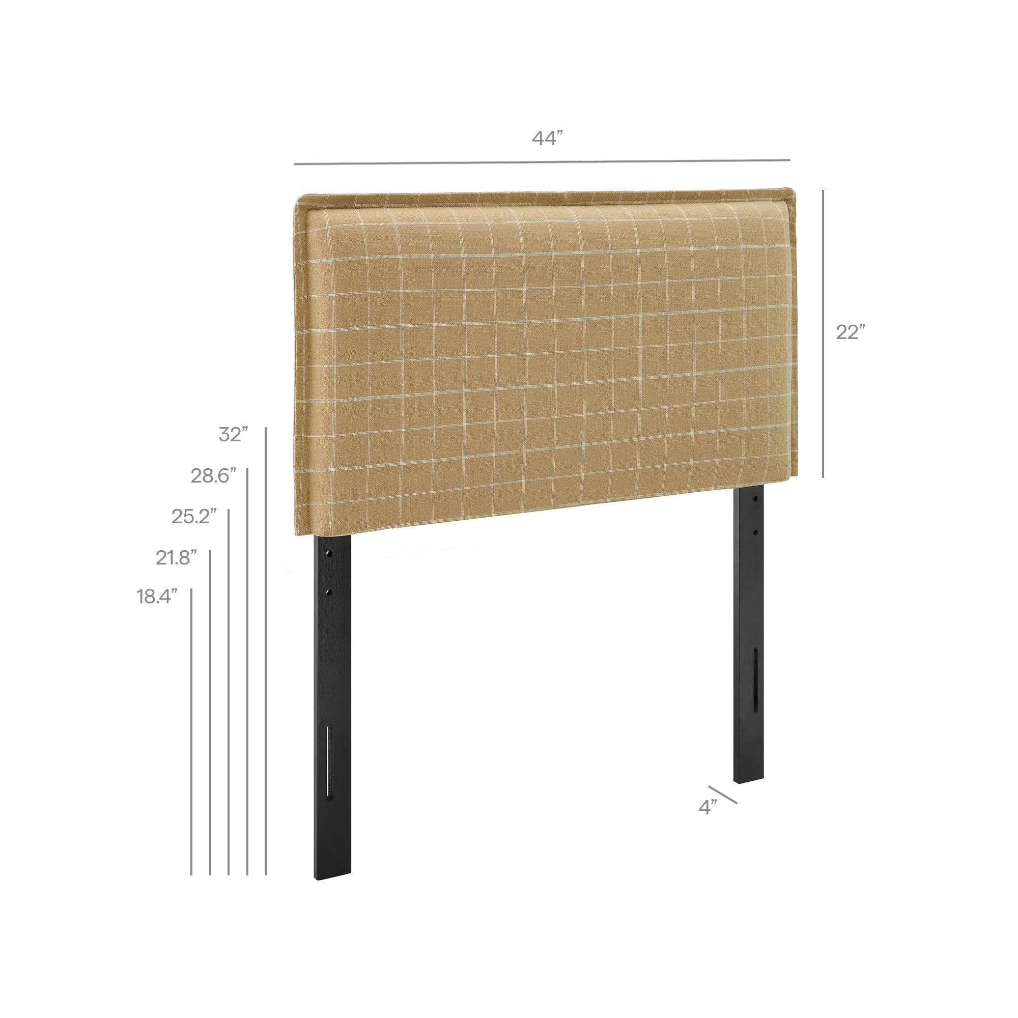 Modway MOD-7319 Camille Checkered Linen Blend Twin Size Headboard