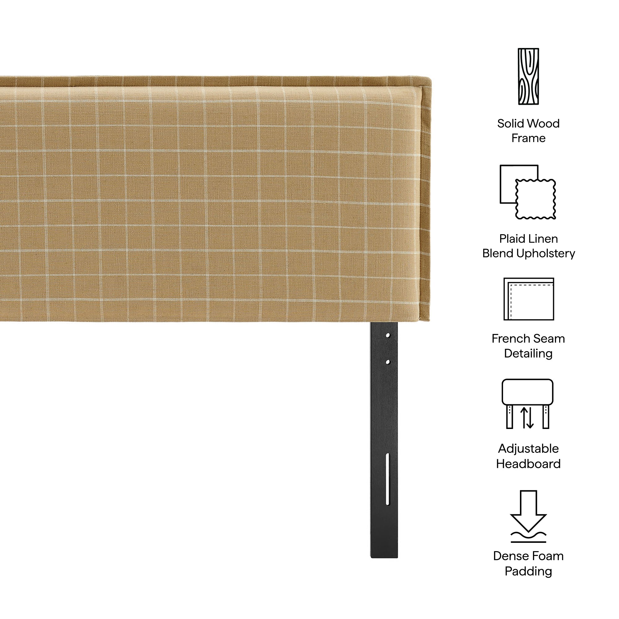 Modway MOD-7322 Camille Checkered Linen Blend Full Size Headboard