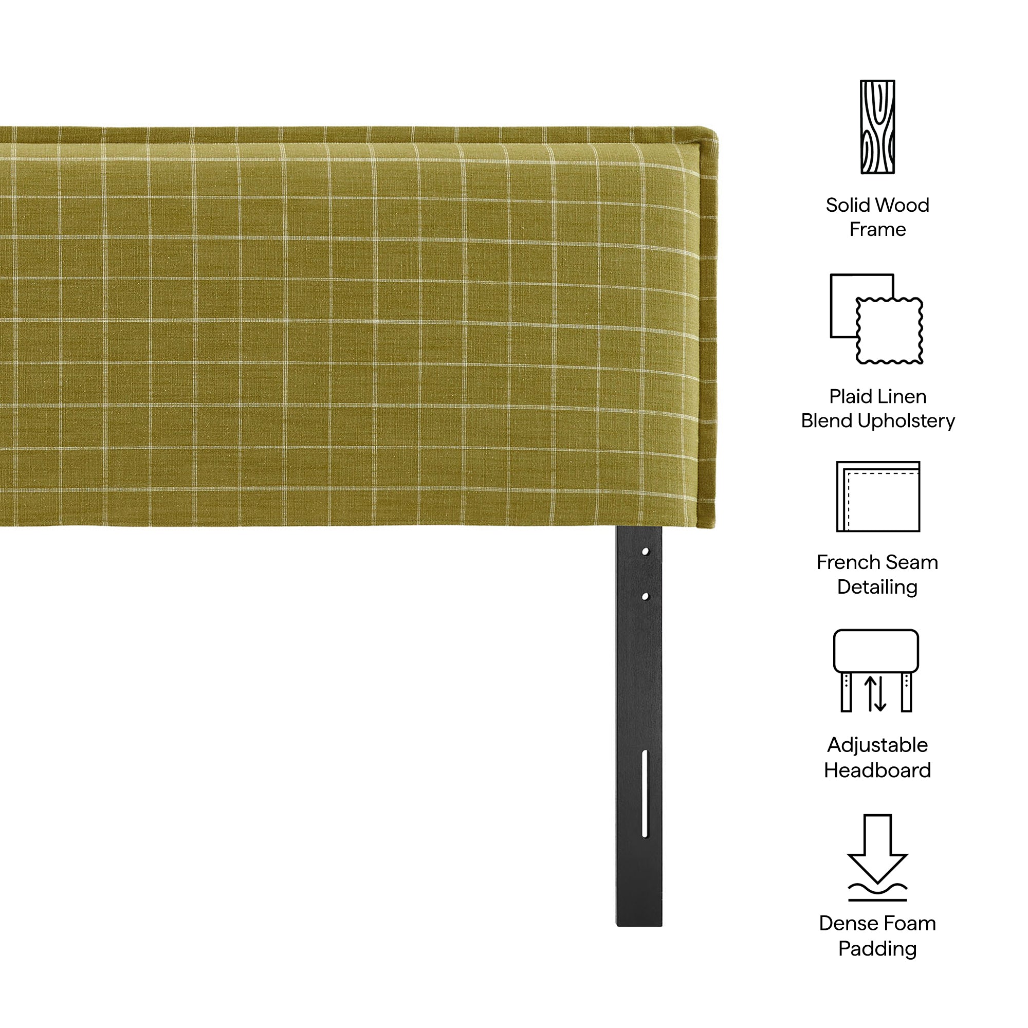 Modway MOD-7325 Camille Checkered Linen Blend Queen Size Headboard