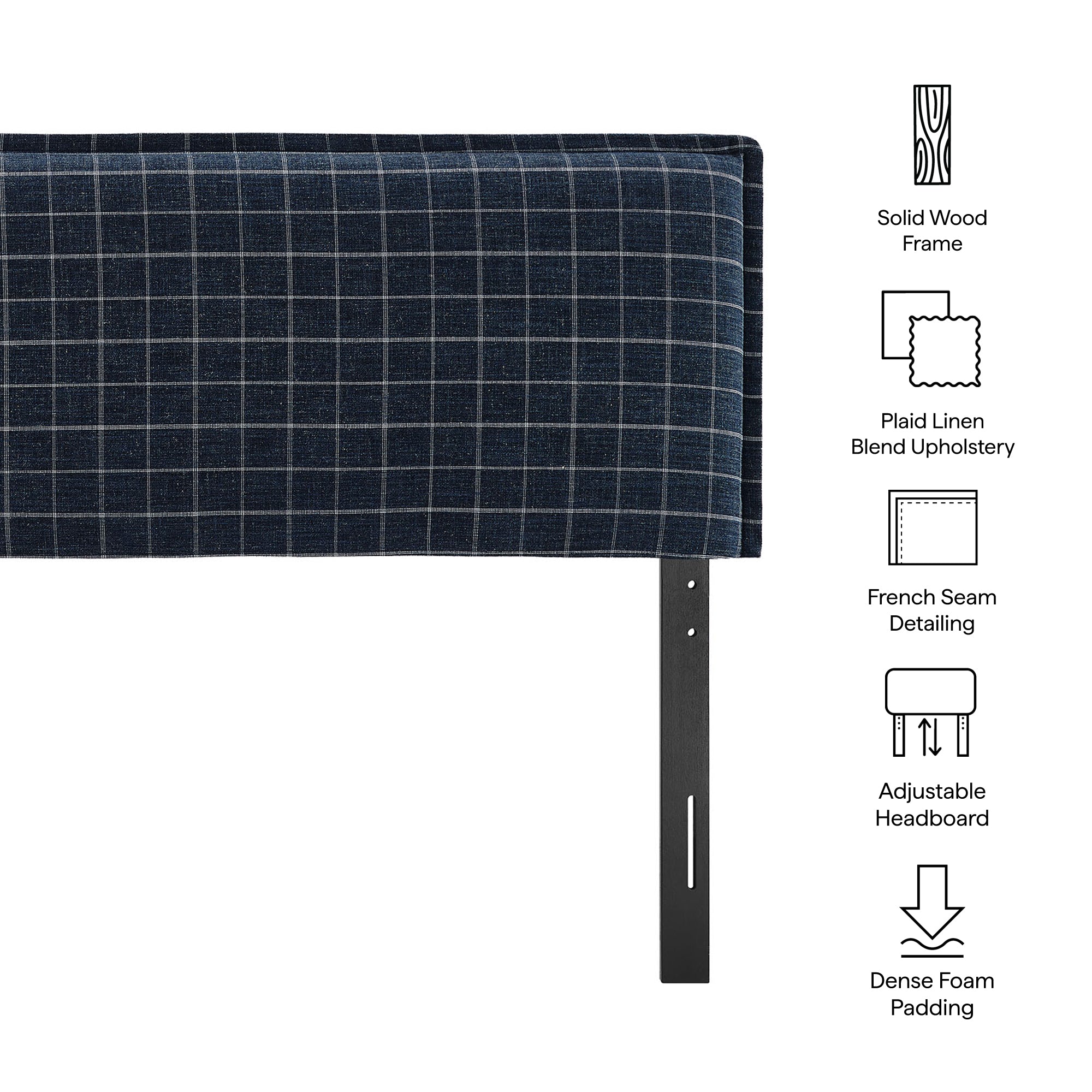 Modway MOD-7325 Camille Checkered Linen Blend Queen Size Headboard