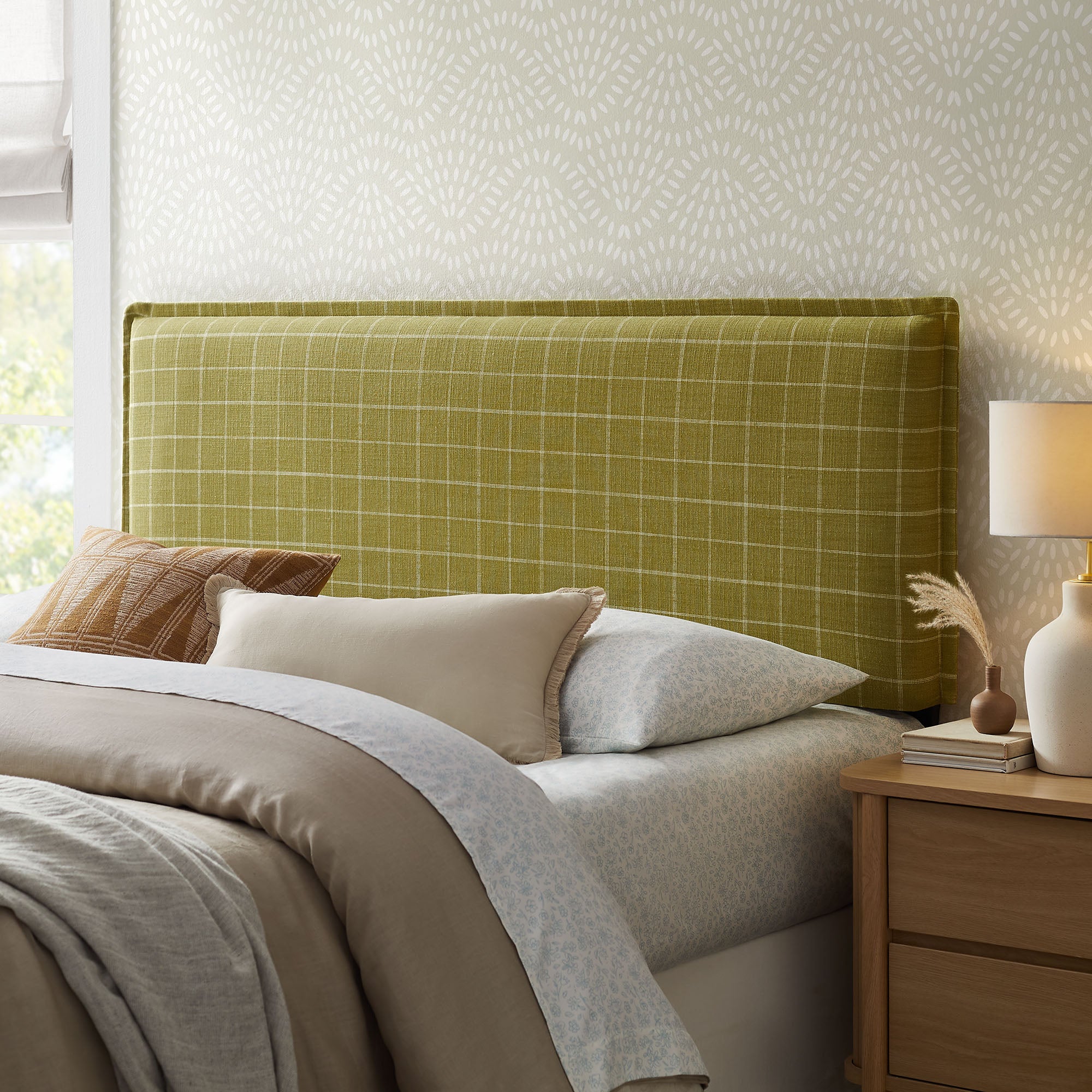 Modway MOD-7328 Camille Checkered Linen Blend King Size Headboard