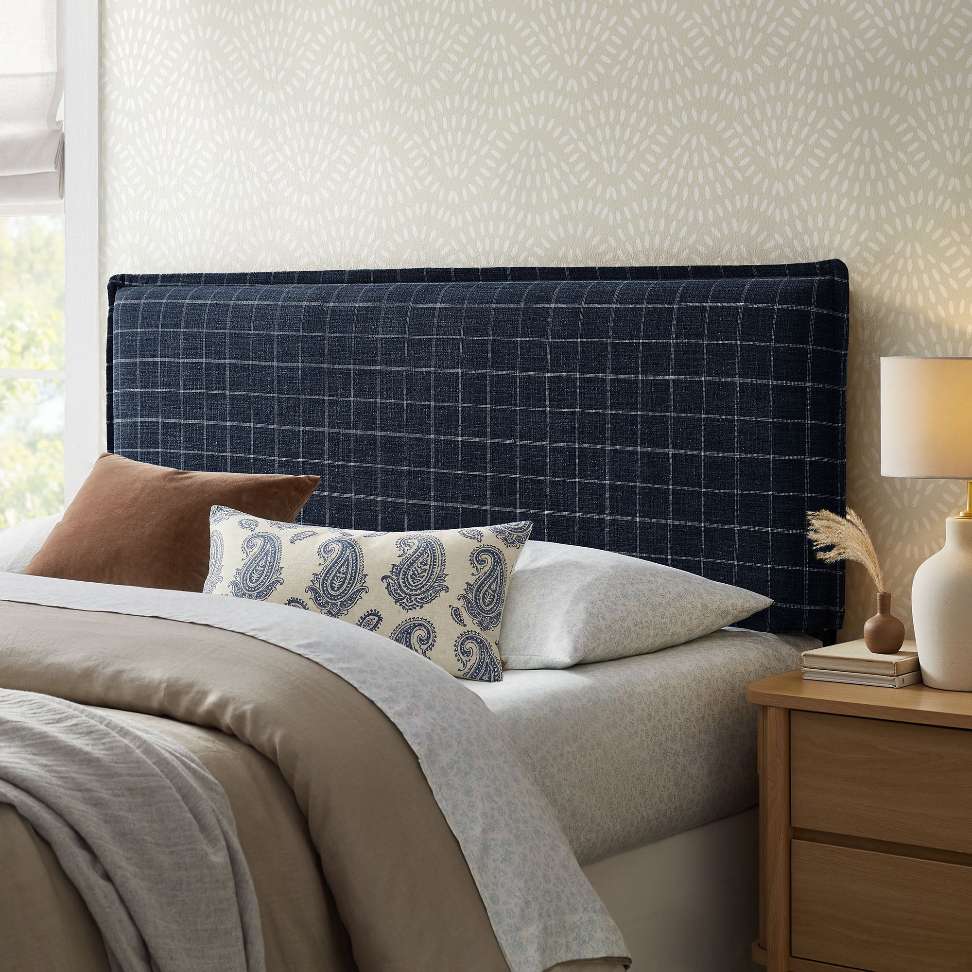Modway MOD-7328 Camille Checkered Linen Blend King Size Headboard