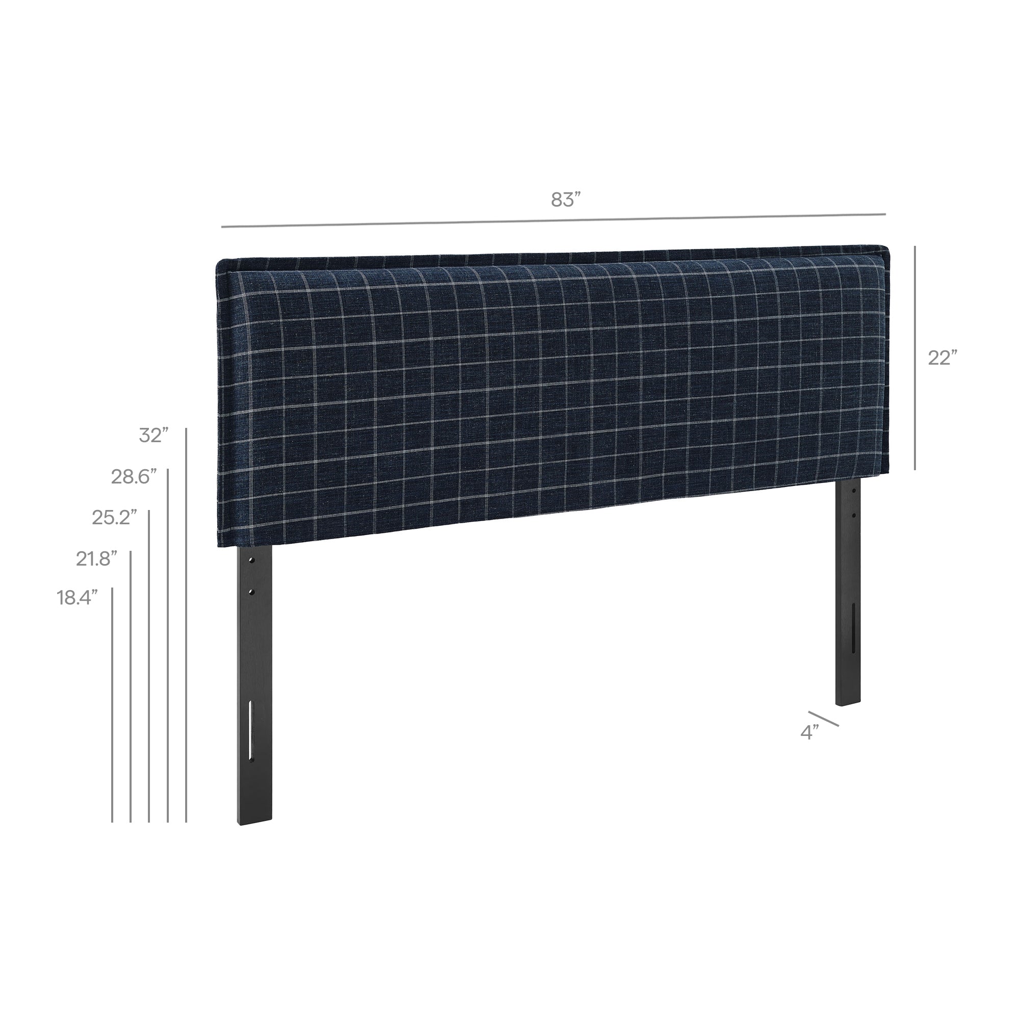 Modway MOD-7328 Camille Checkered Linen Blend King Size Headboard
