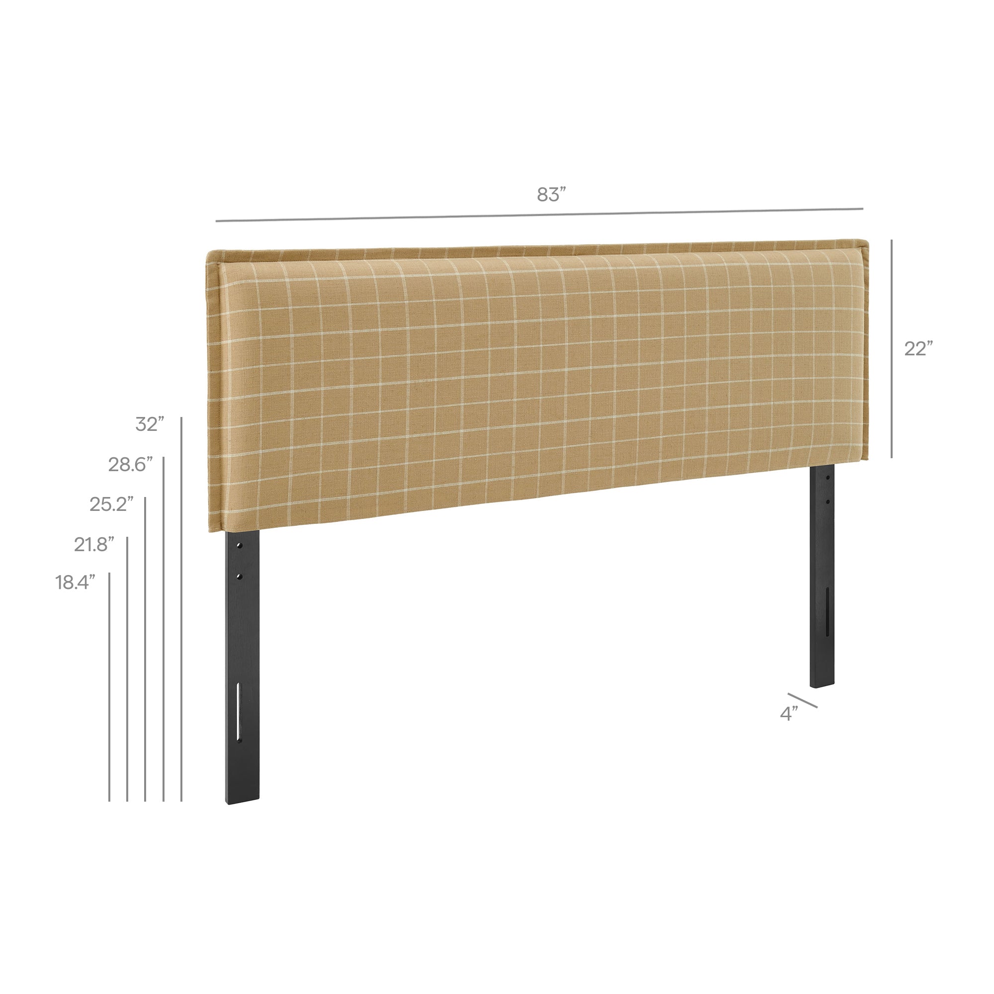 Modway MOD-7328 Camille Checkered Linen Blend King Size Headboard