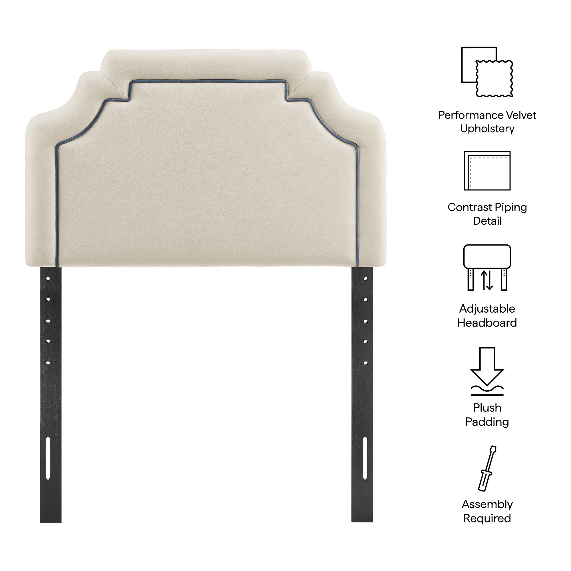 Modway MOD-7329 Magnolia Stain-Resistant Performance Velvet Twin Size Headboard