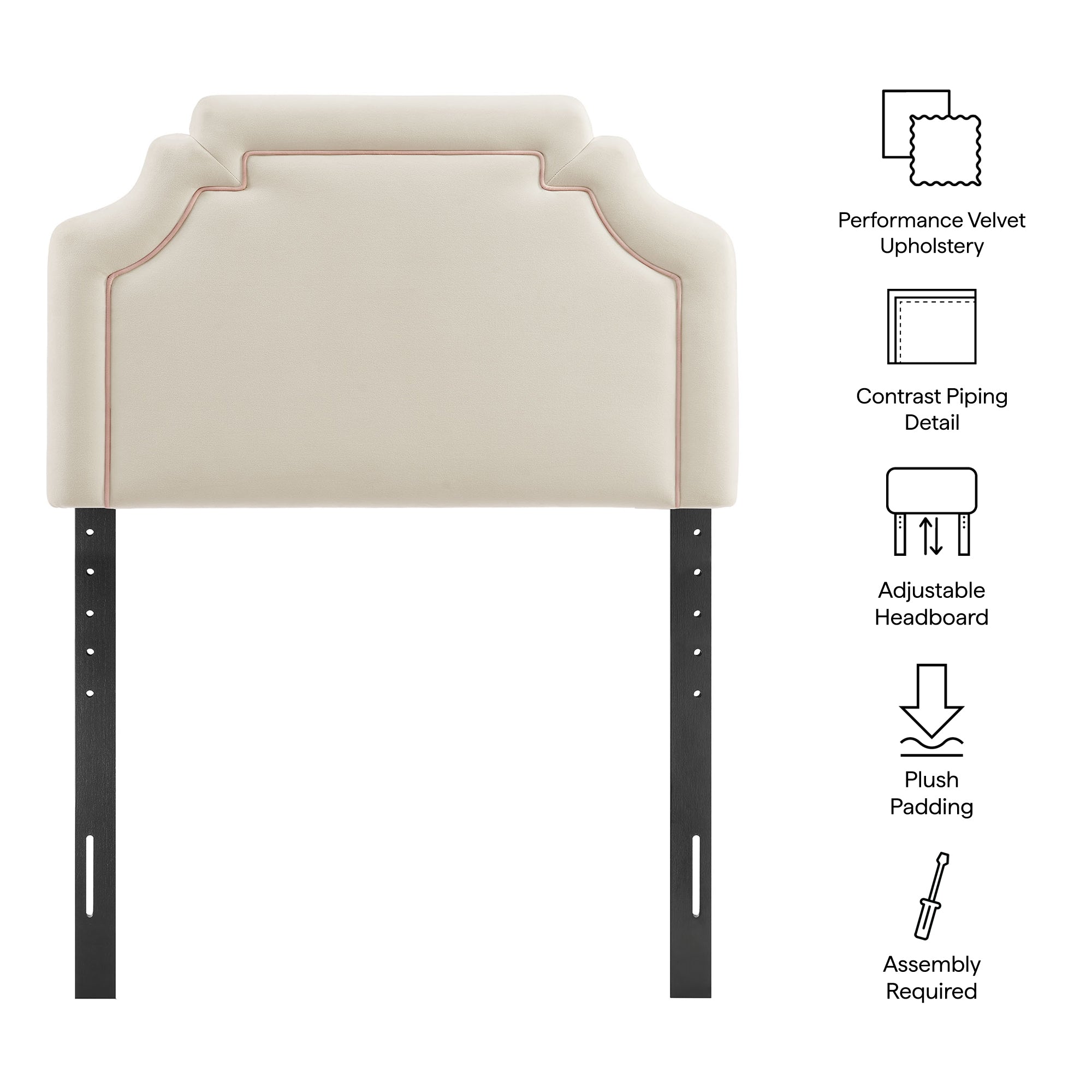 Modway MOD-7329 Magnolia Stain-Resistant Performance Velvet Twin Size Headboard