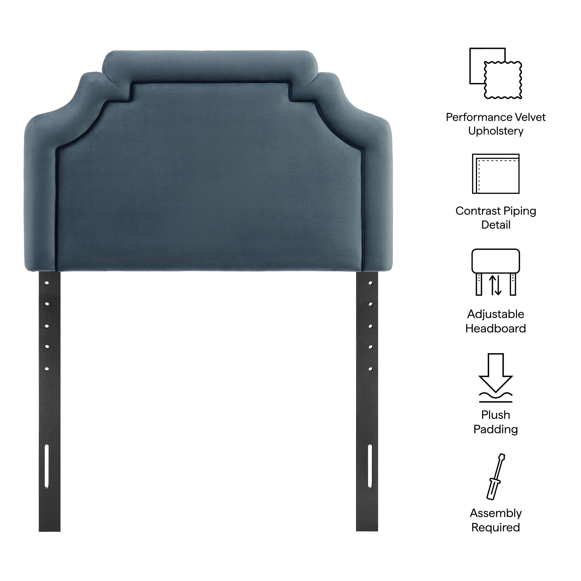 Modway MOD-7329 Magnolia Stain-Resistant Performance Velvet Twin Size Headboard