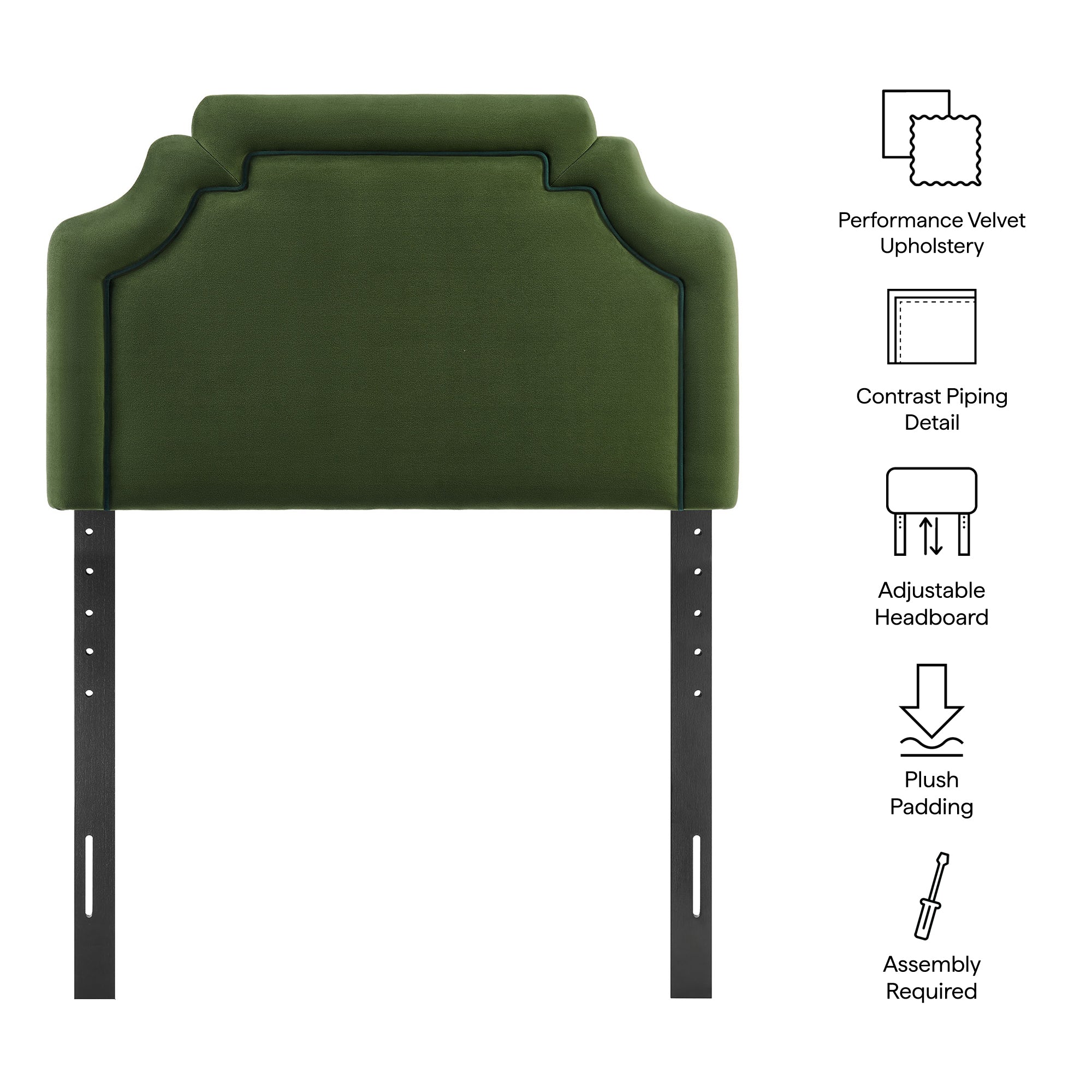 Modway MOD-7329 Magnolia Stain-Resistant Performance Velvet Twin Size Headboard