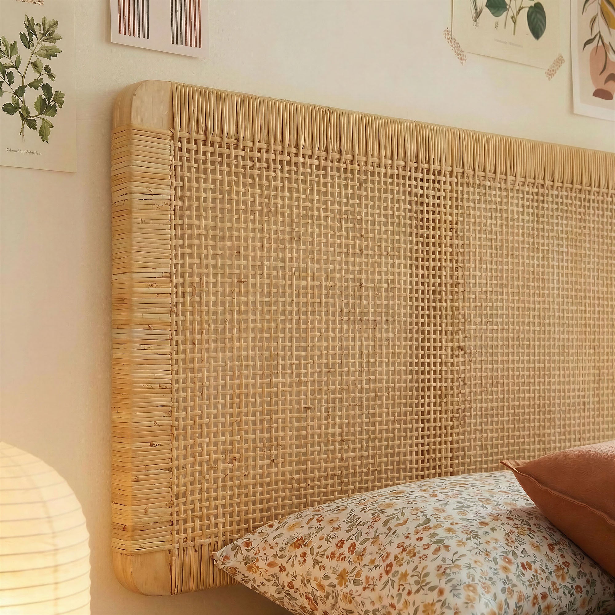 Modway MOD-7337 Sandy Wall Mounted Wood and Rattan Twin Size Headboard