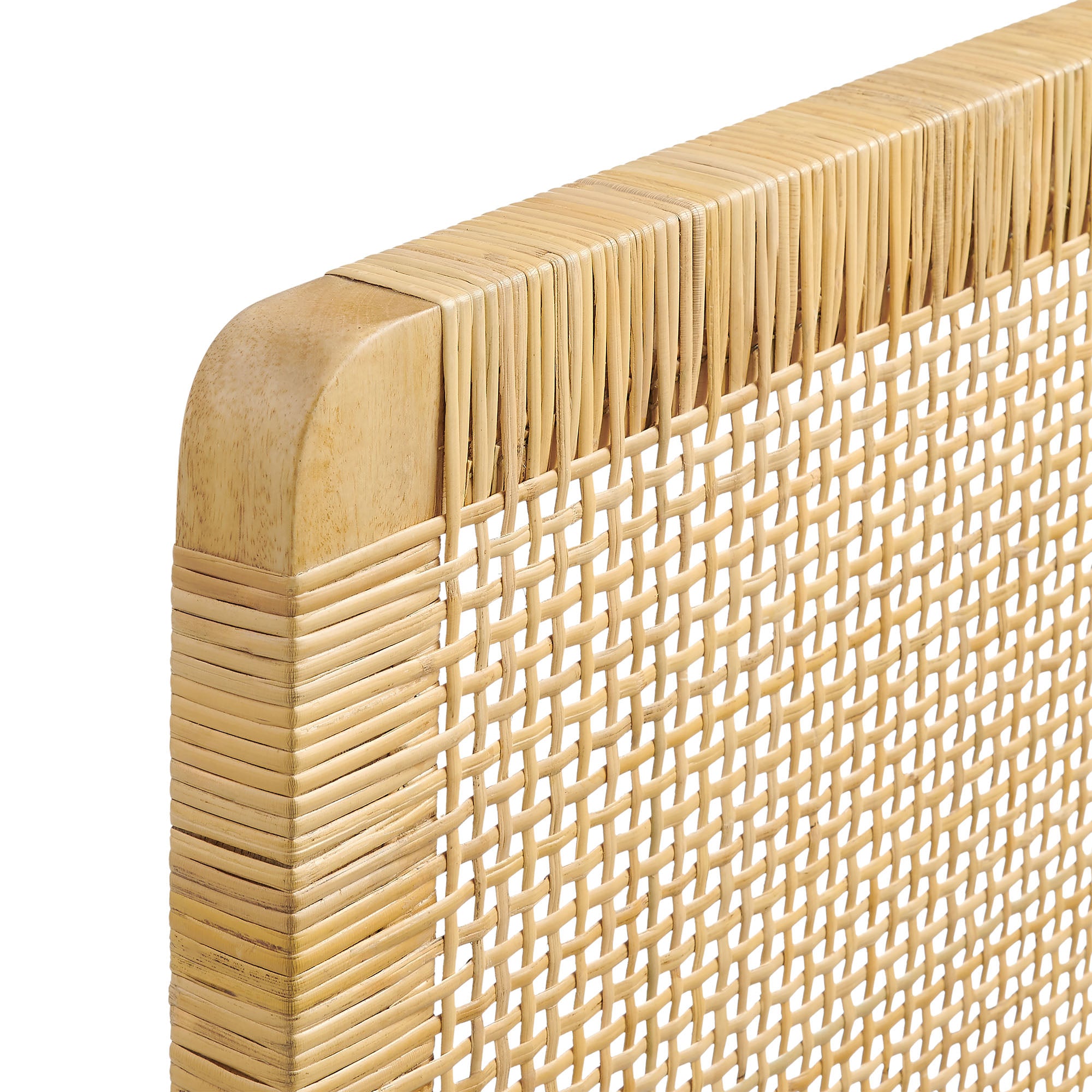 Modway MOD-7340 Sandy Wall Mounted Wood and Rattan King Size Headboard