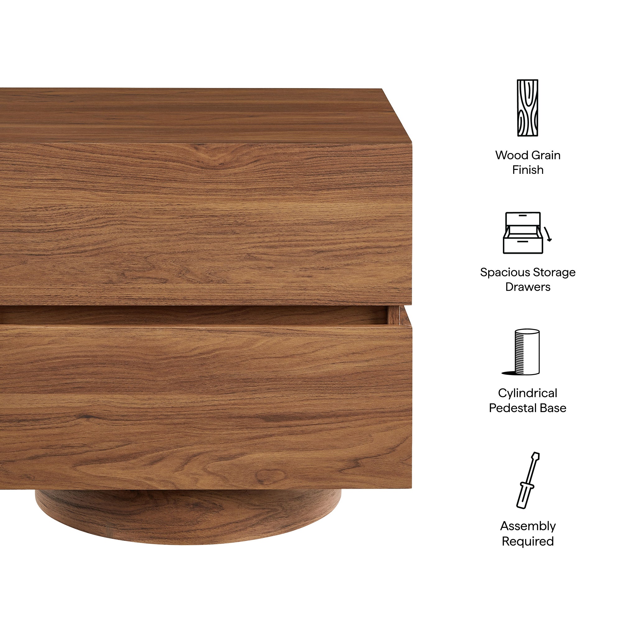 Modway Koval Floating Pedestal 2-Drawer Nightstand MOD-7804