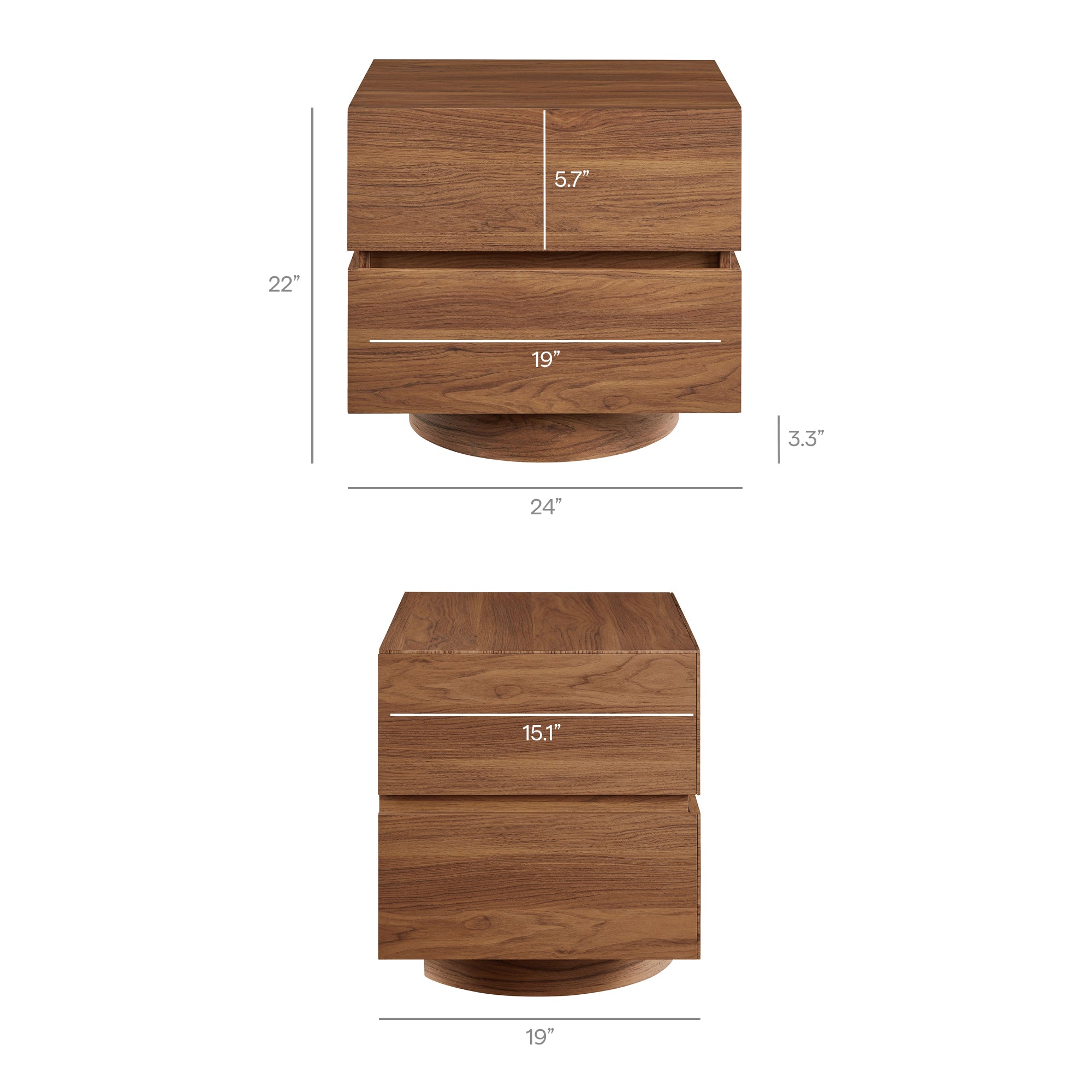 Modway Koval Floating Pedestal 2-Drawer Nightstand MOD-7804