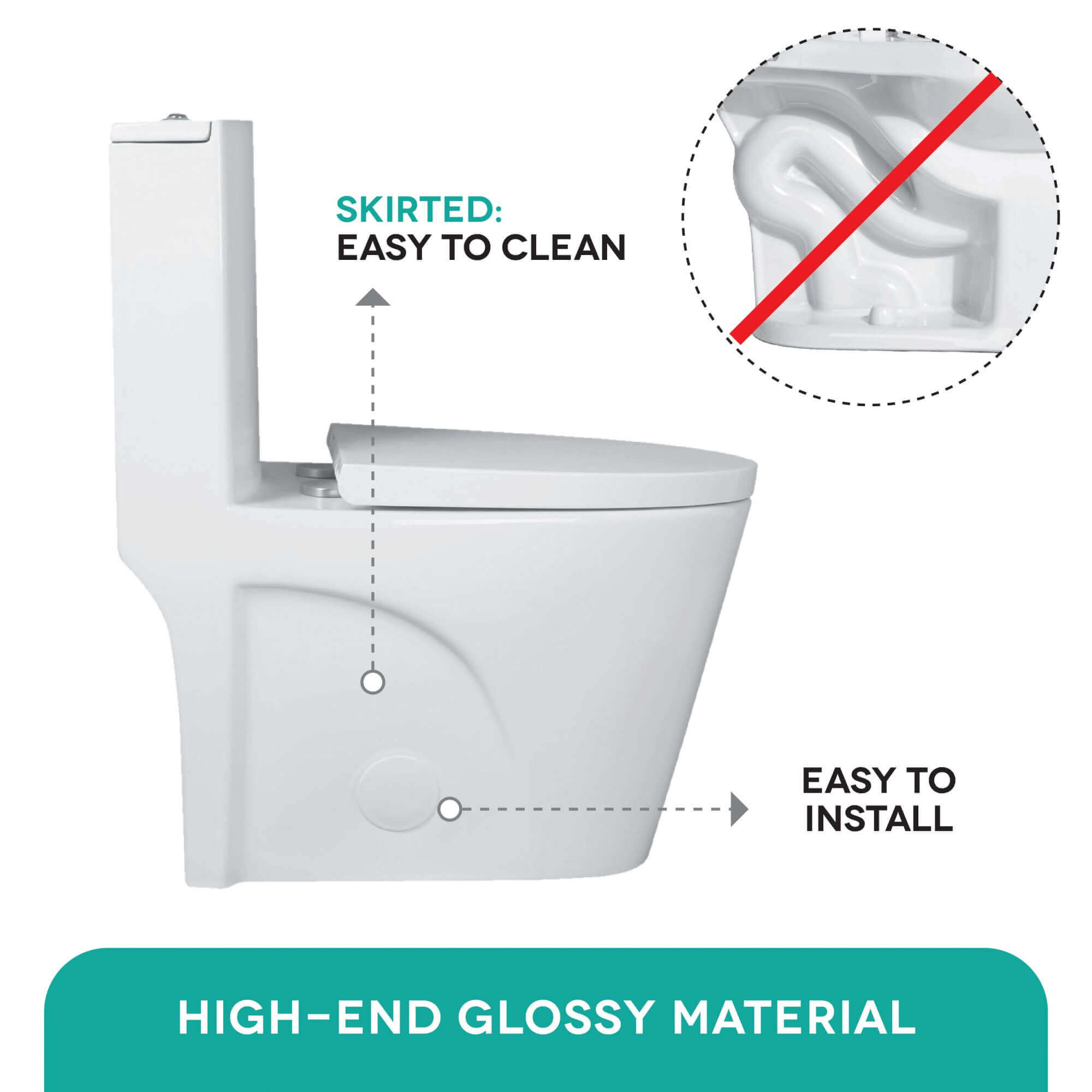 Fine Fixtures MOTB7 Ultraluxe One‑Piece Elongated Toilet – Dual Flush, 12" Rough‑In