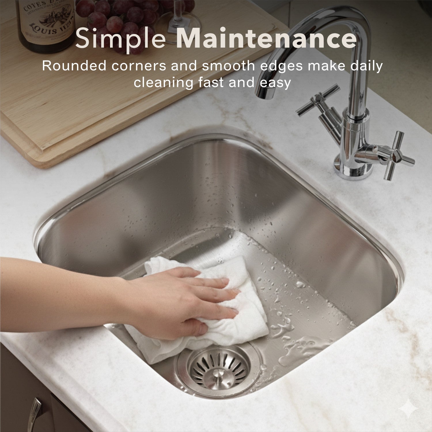 Houzer Club 17 inch Stainless Steel Undermount Bowl Bar and Prep Sink - MS-1708