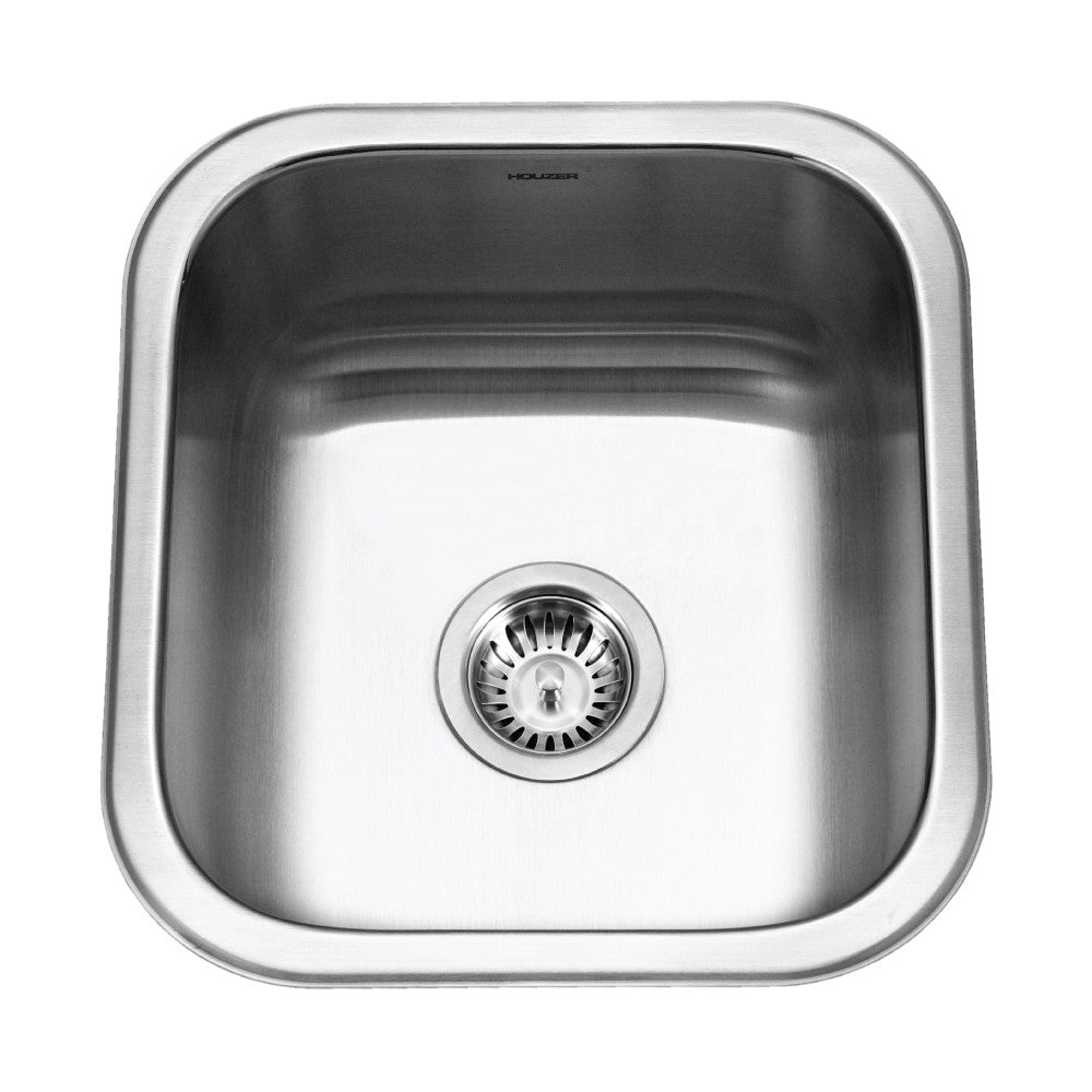 Houzer Club 17 inch Stainless Steel Undermount Bowl Bar and Prep Sink - MS-1708