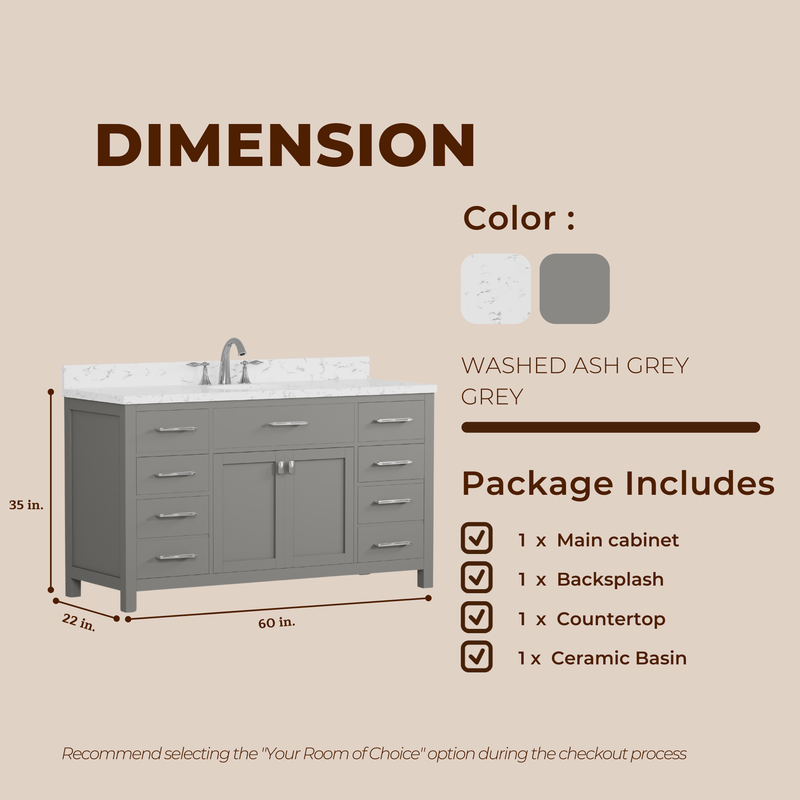Caroline 60" Single Bath Vanity