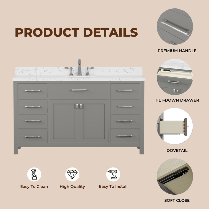 Caroline 60" Single Bath Vanity