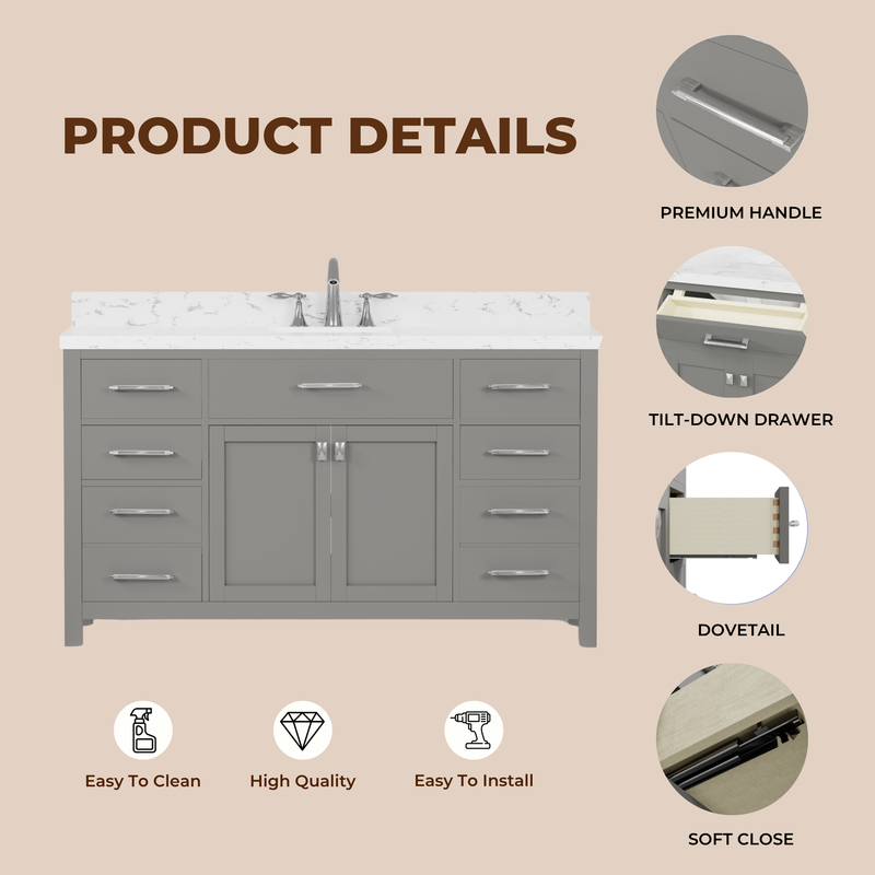 Caroline 60" Single Bath Vanity