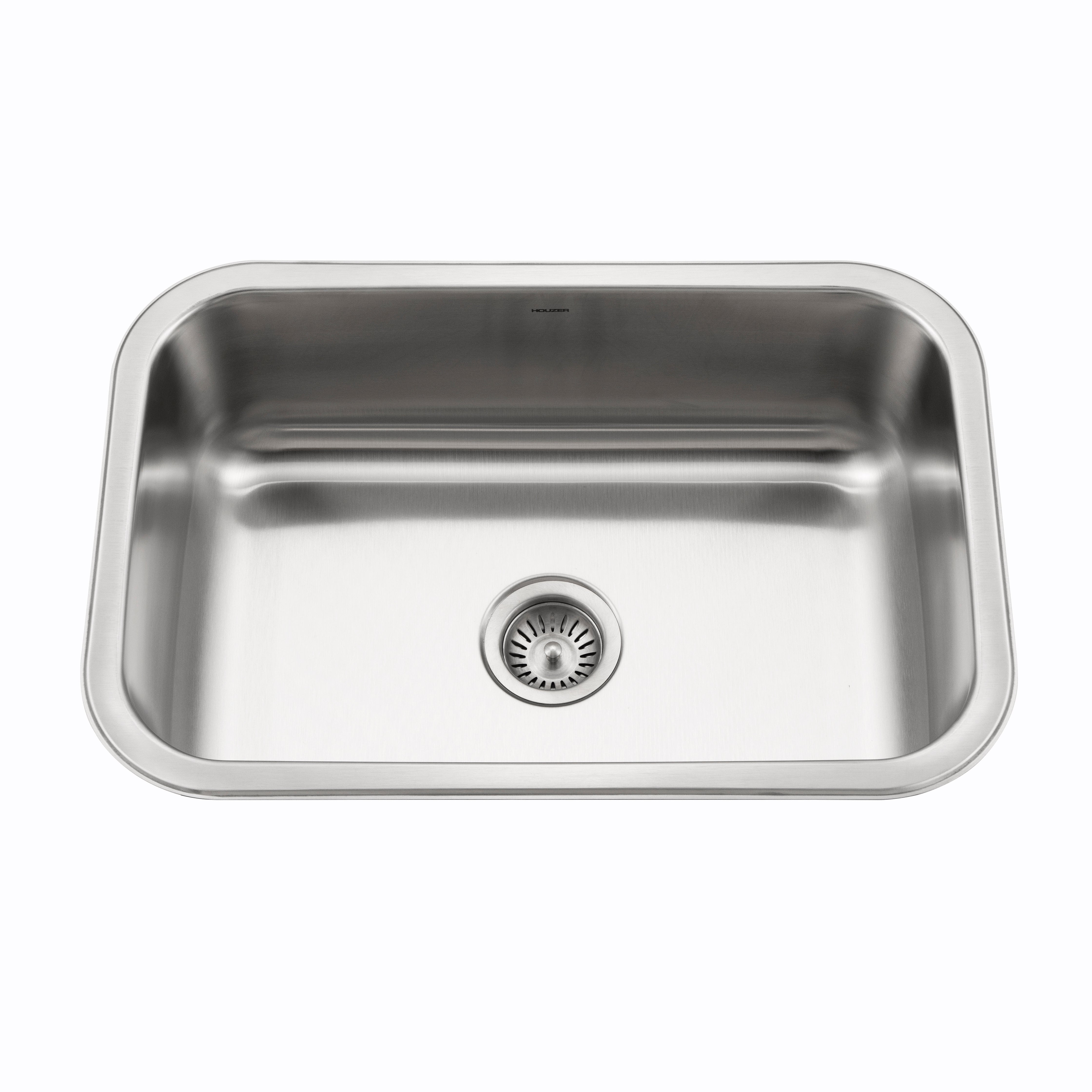 Houzer Medallion Designer 27" Stainless Steel Undermount Single D Bowl Kitchen Sink with Strainer