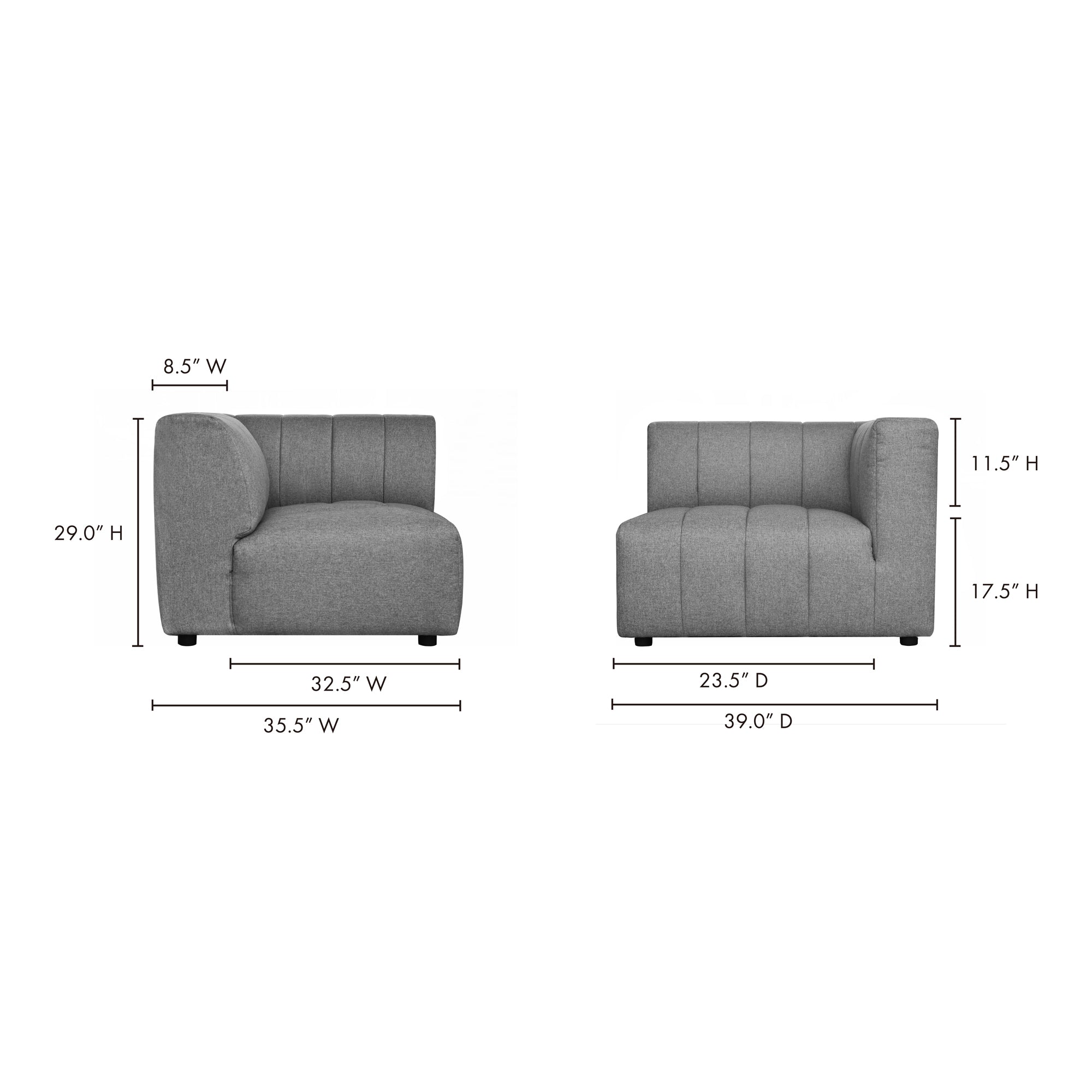 Moes Lyric Right Arm Chair Grey MT-1023-15
