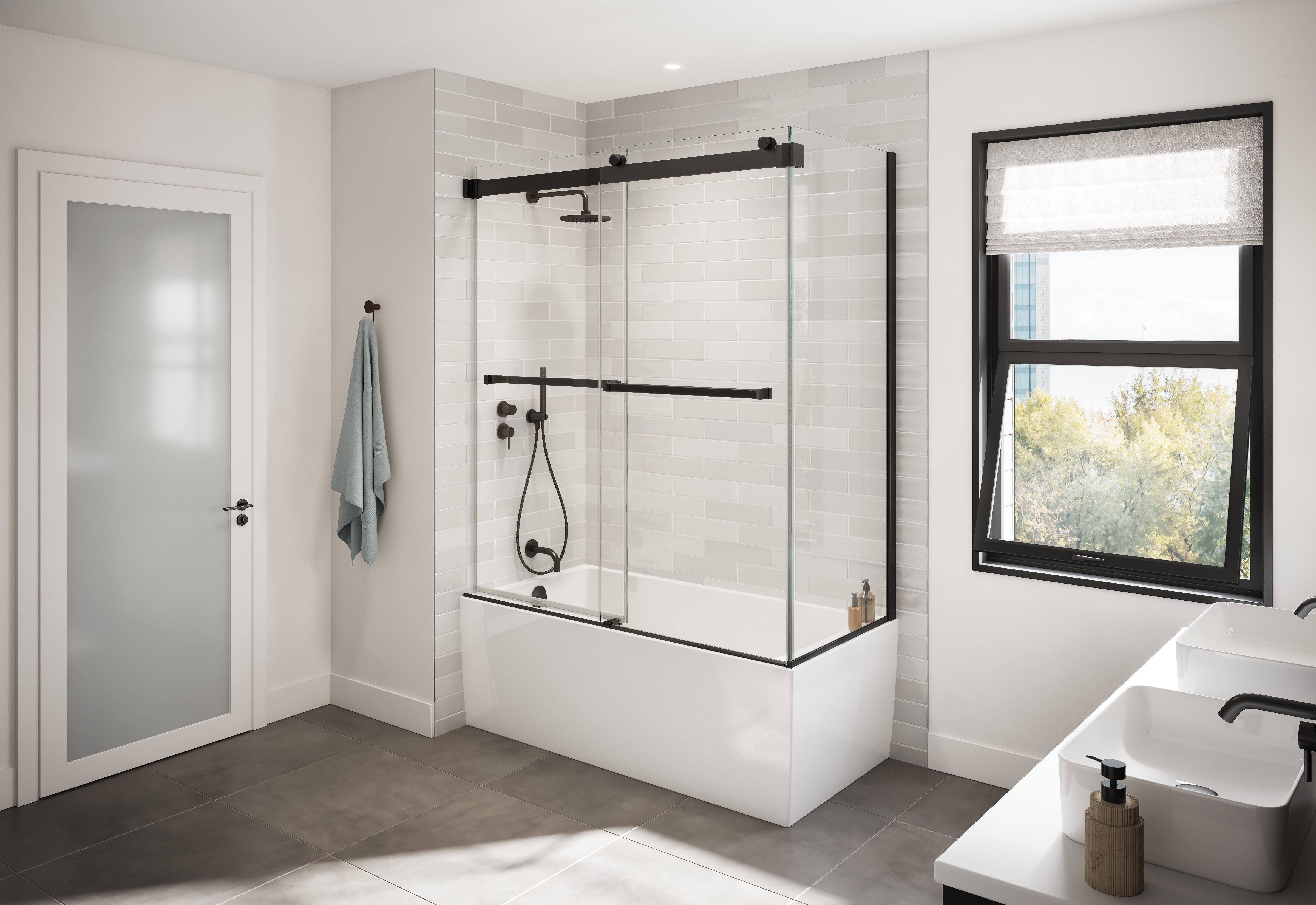 Fleurco Gemini Plus 2-Sided Tub Enclosure – 3/8" Glass, 66" High