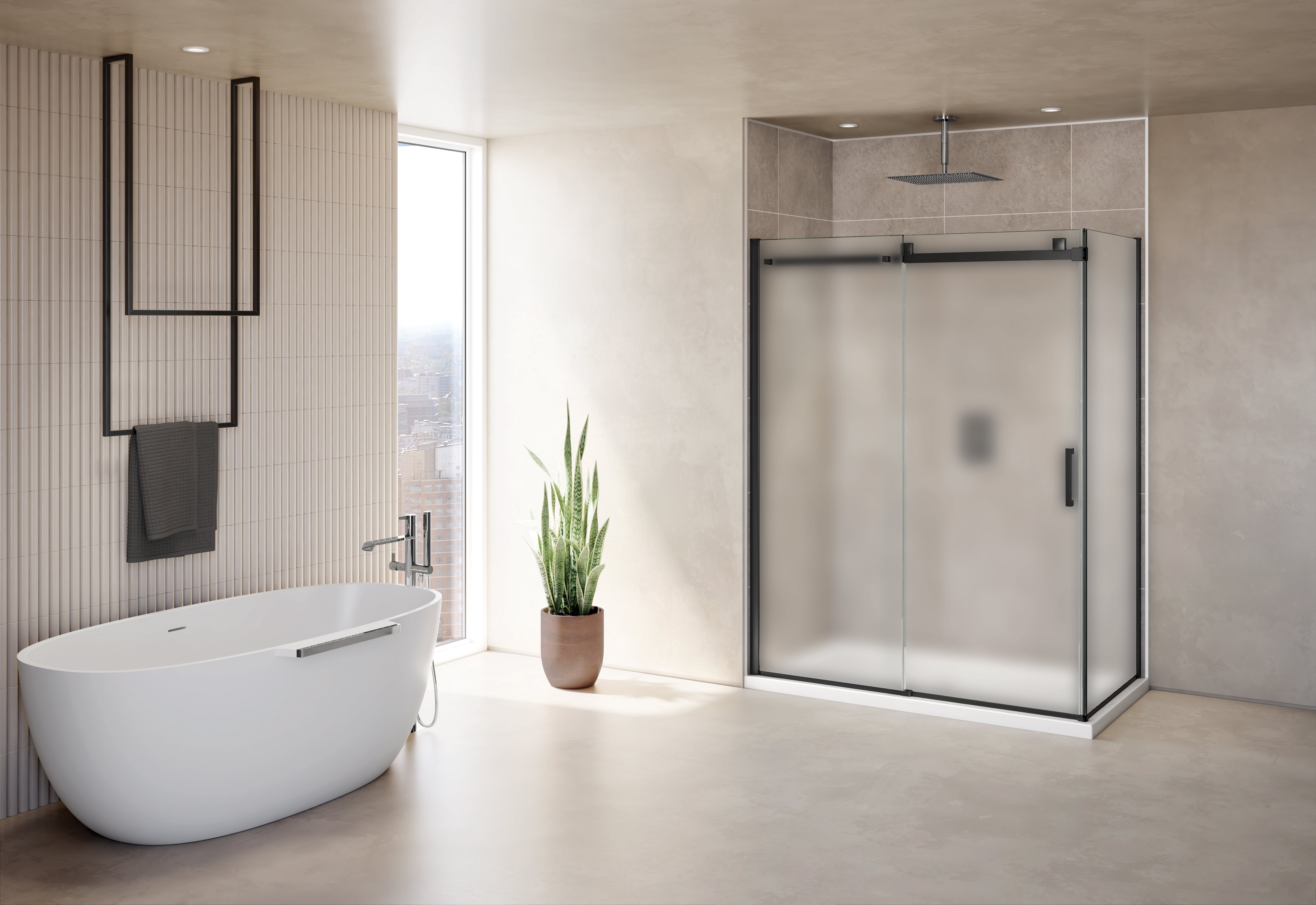 Skyline 2 sided Shower Door - Matte Black