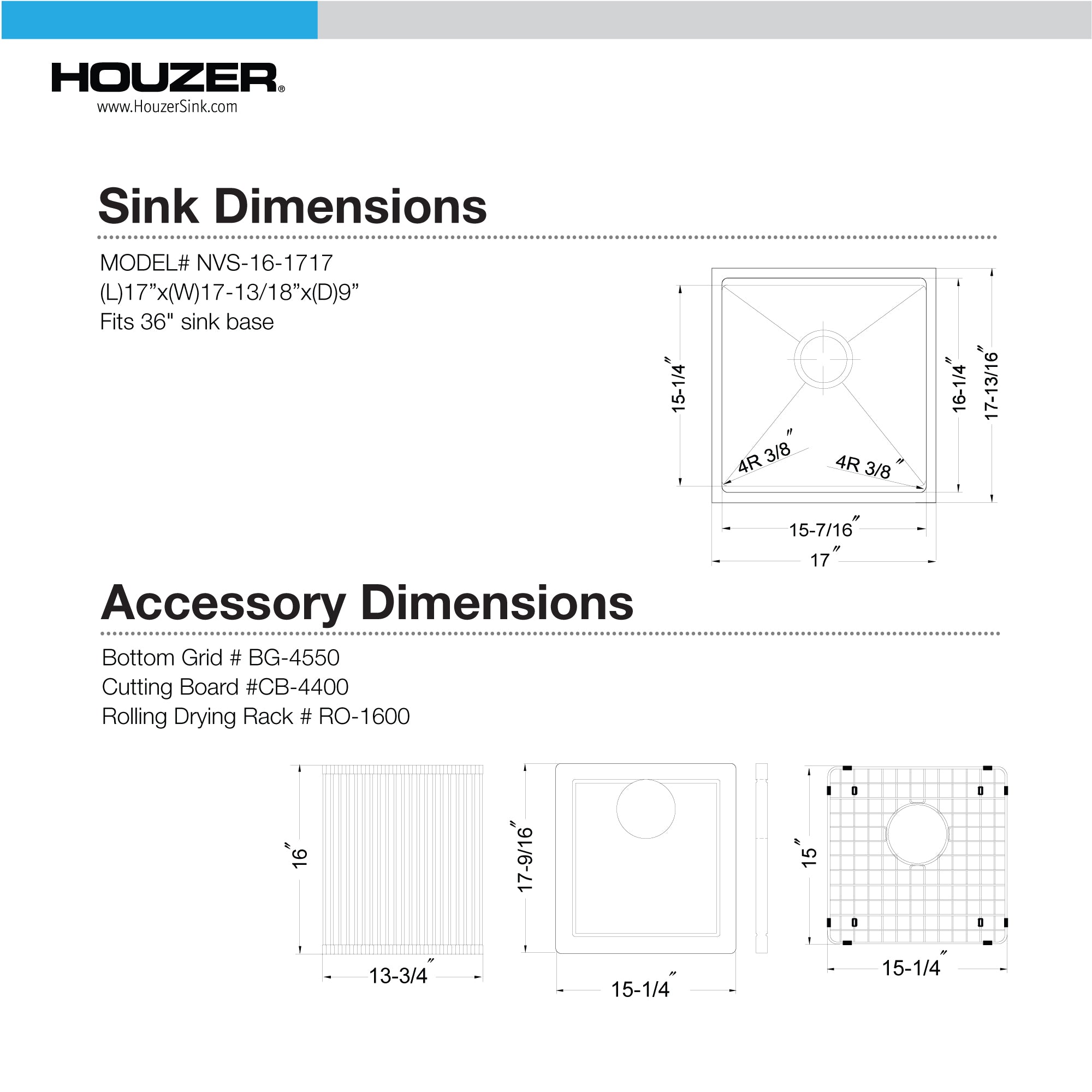 Novus Series 17" Workstation Kitchen Sink with Accessories Included