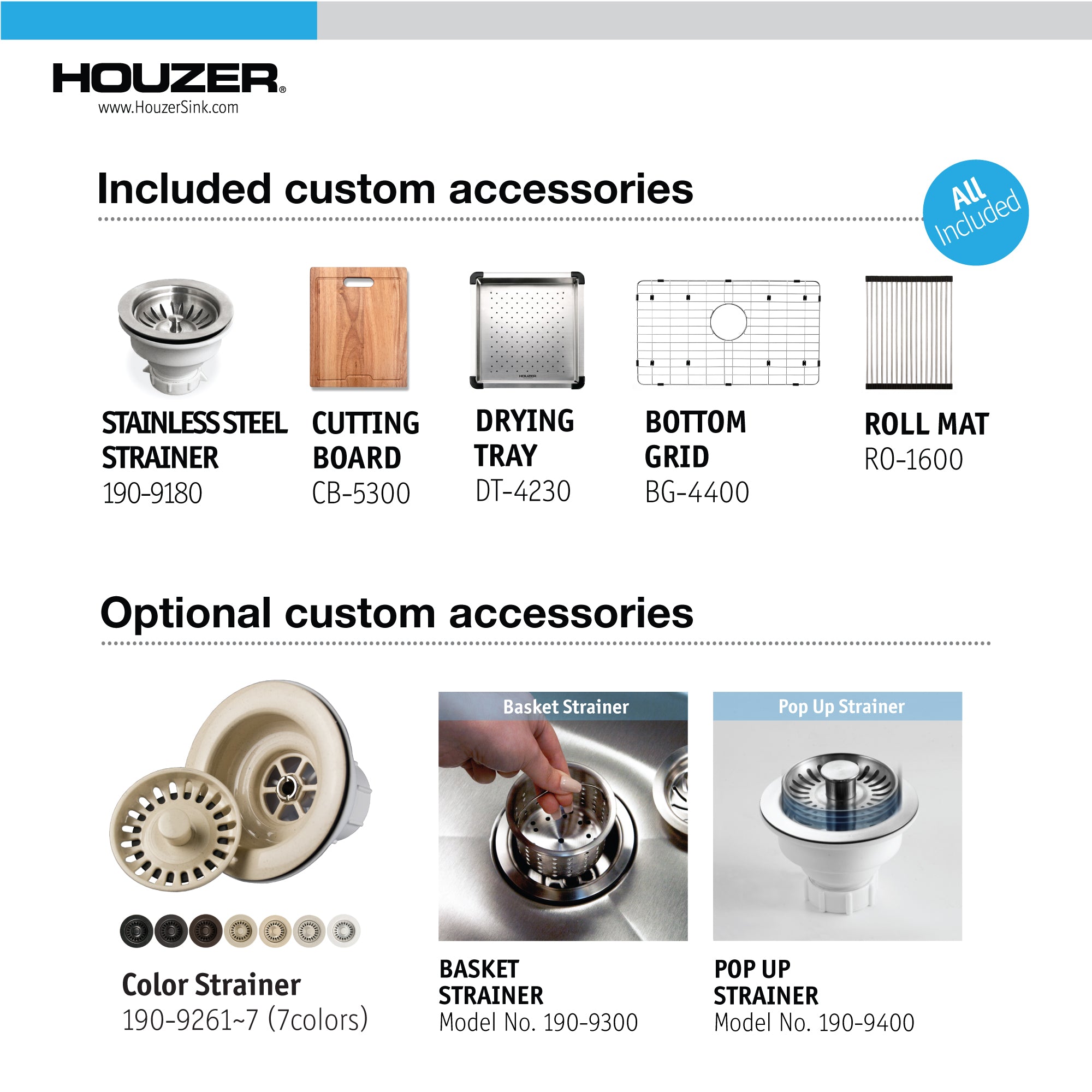 Houzer 26" Novus 18 Gauge Stainless Steel Undermount Dual Platform Workstation Kitchen Sink with Accessories