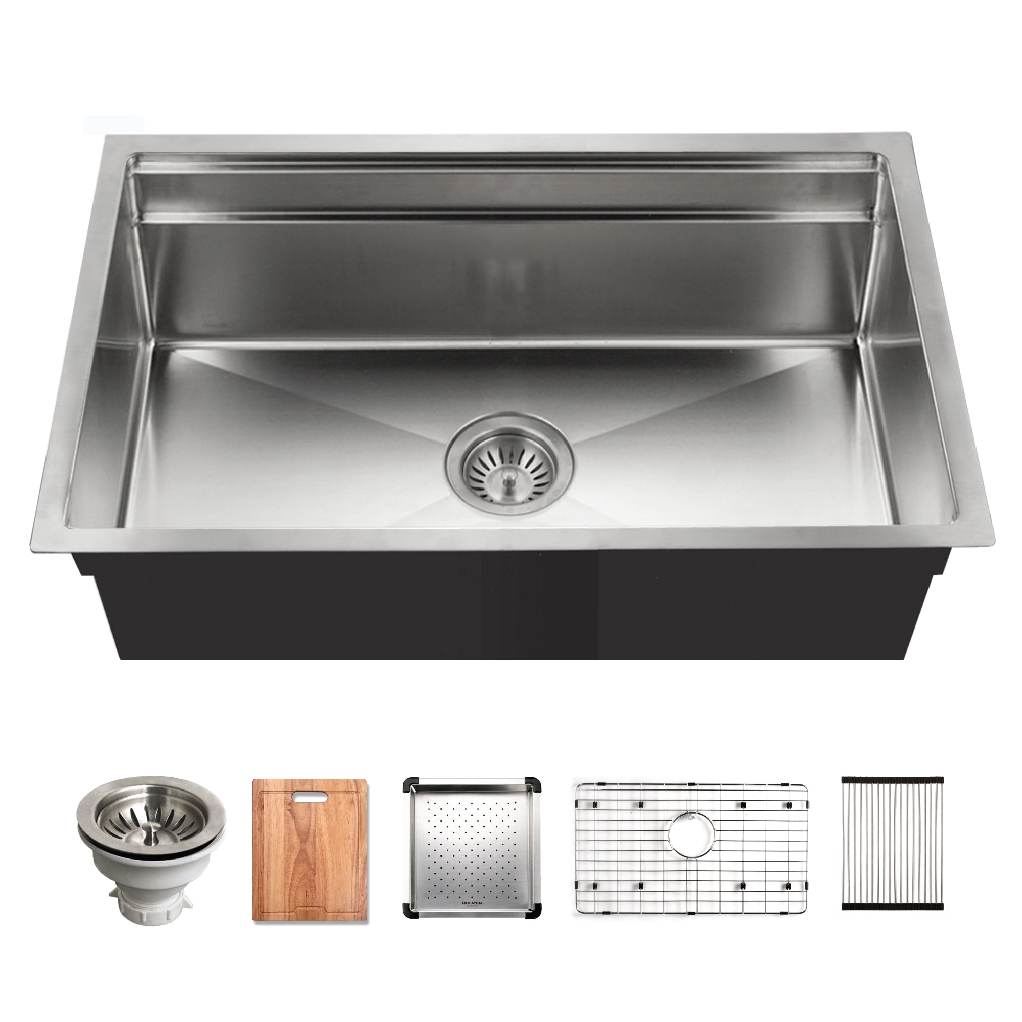 Houzer 32" Novus 18 Gauge Stainless Steel Undermount Dual Platform Workstation Kitchen Sink with Accessories