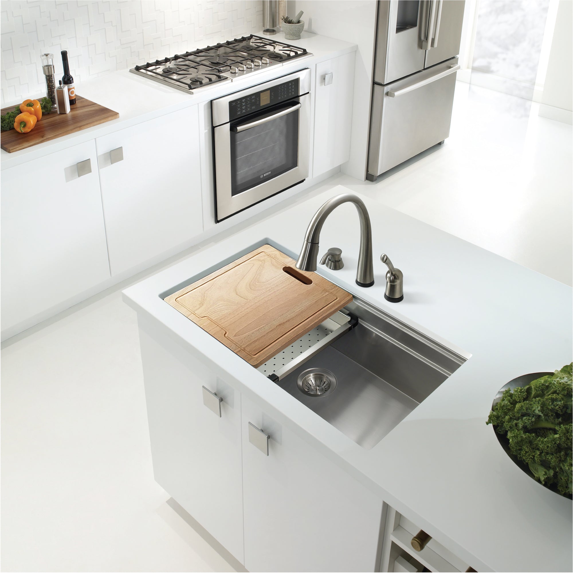 Houzer 32" Novus 18 Gauge Stainless Steel Undermount Dual Platform Workstation Kitchen Sink with Accessories