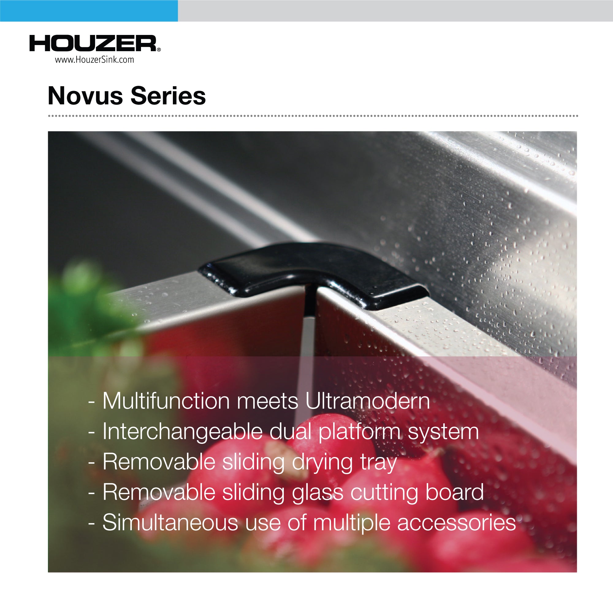Houzer 32" Novus 18 Gauge Stainless Steel Undermount Dual Platform Workstation Kitchen Sink with Accessories