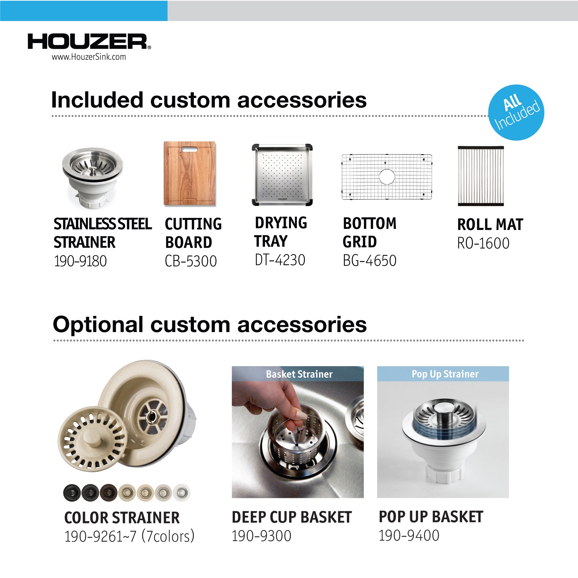Houzer 32" Novus 18 Gauge Stainless Steel Undermount Dual Platform Workstation Kitchen Sink with Accessories
