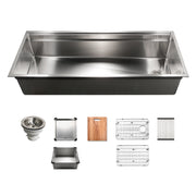 Houzer 45" Novus 18 Gauge Stainless Steel Undermount Dual Platform Workstation Single Bowl Kitchen Sink with Accessories