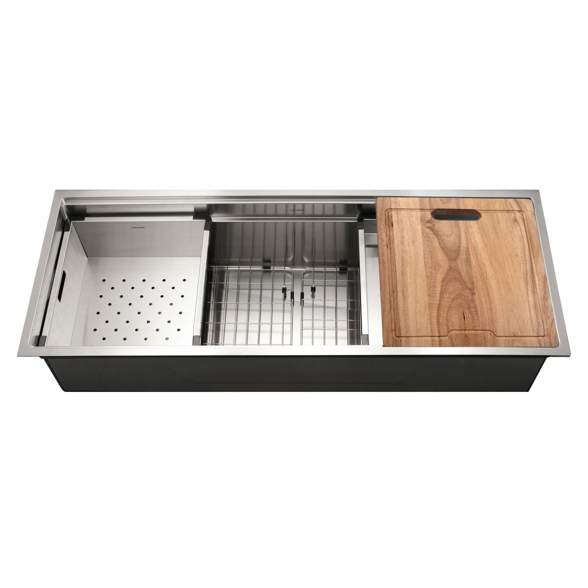 Houzer 45" Novus 18 Gauge Stainless Steel Undermount Dual Platform Workstation Single Bowl Kitchen Sink with Accessories