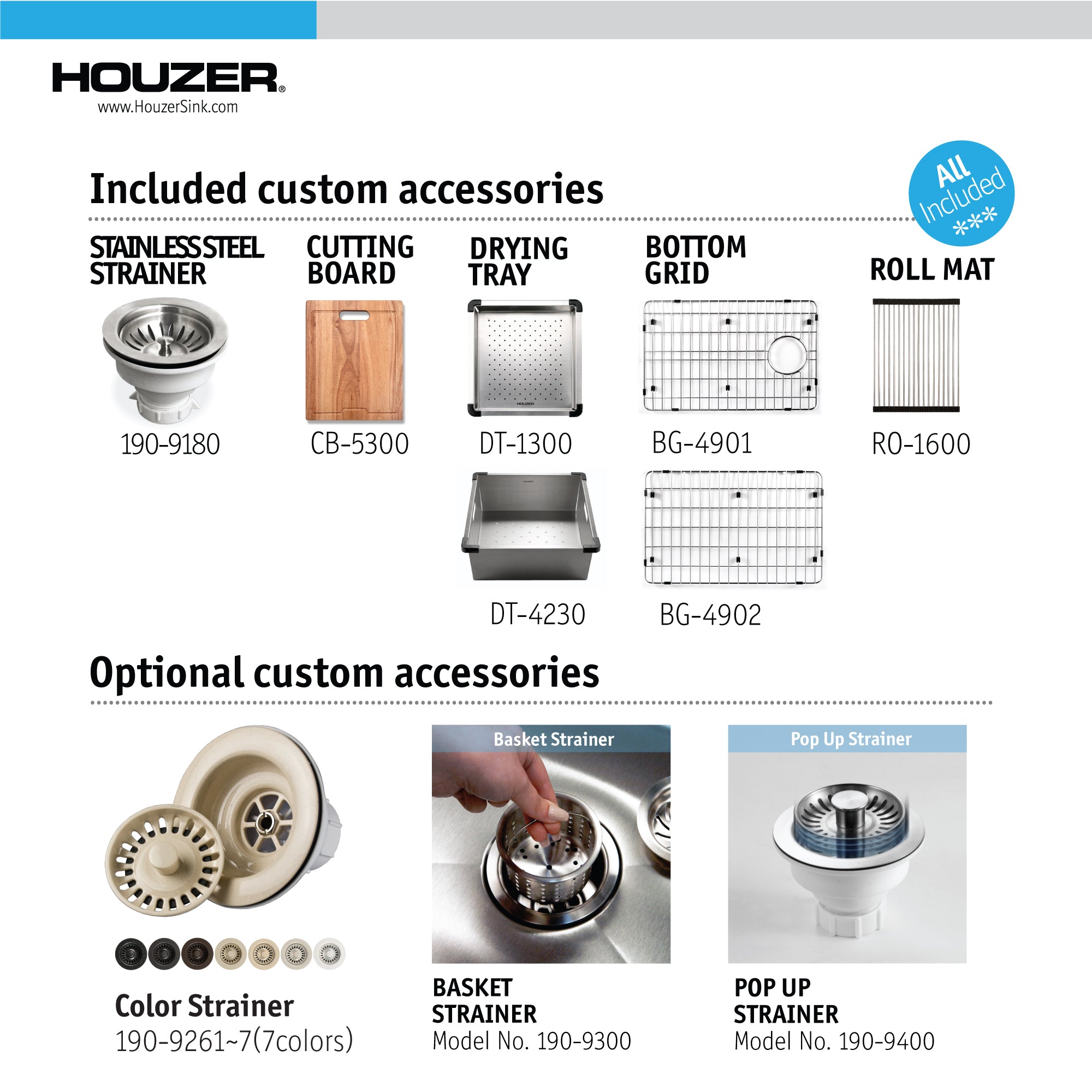 Houzer 45" Novus 18 Gauge Stainless Steel Undermount Dual Platform Workstation Single Bowl Kitchen Sink with Accessories