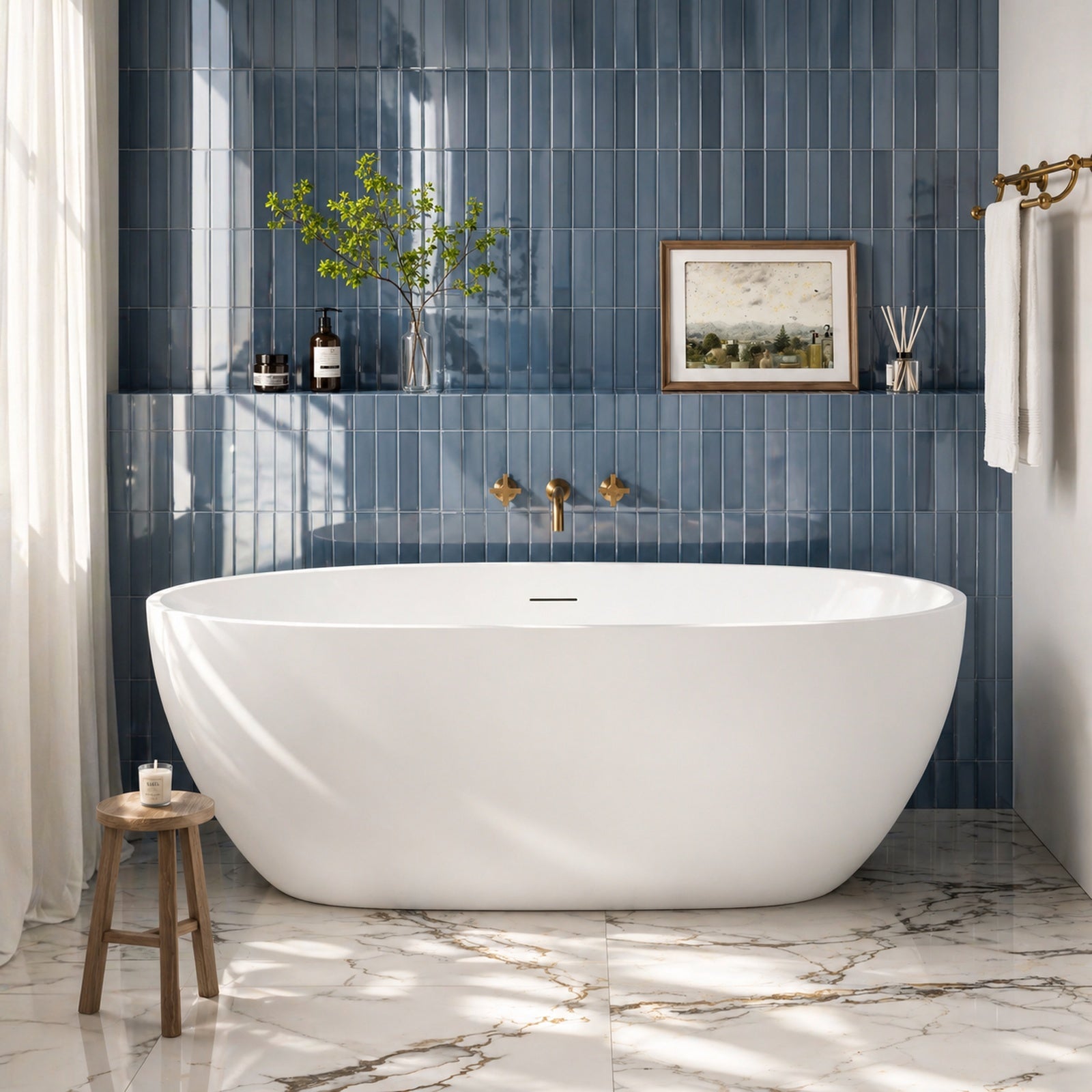 Maidstone Naras Acrylic Contemporary Double Ended Tub - No Faucet Drilling