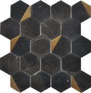 Roca Rockart – Nero Marquina Hexagon (12"x13" Mosaic)