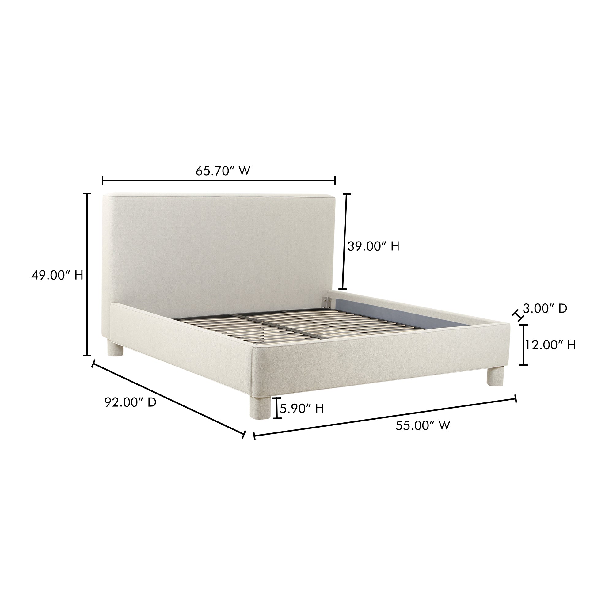 Moes Ichigo Queen Bed Light Grey OA-1002-29-0