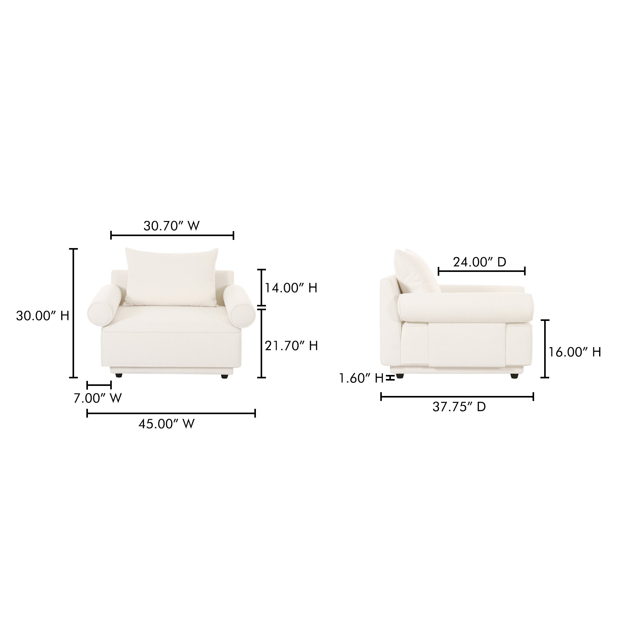 Moes Rosello Armchair White OA-1007-18