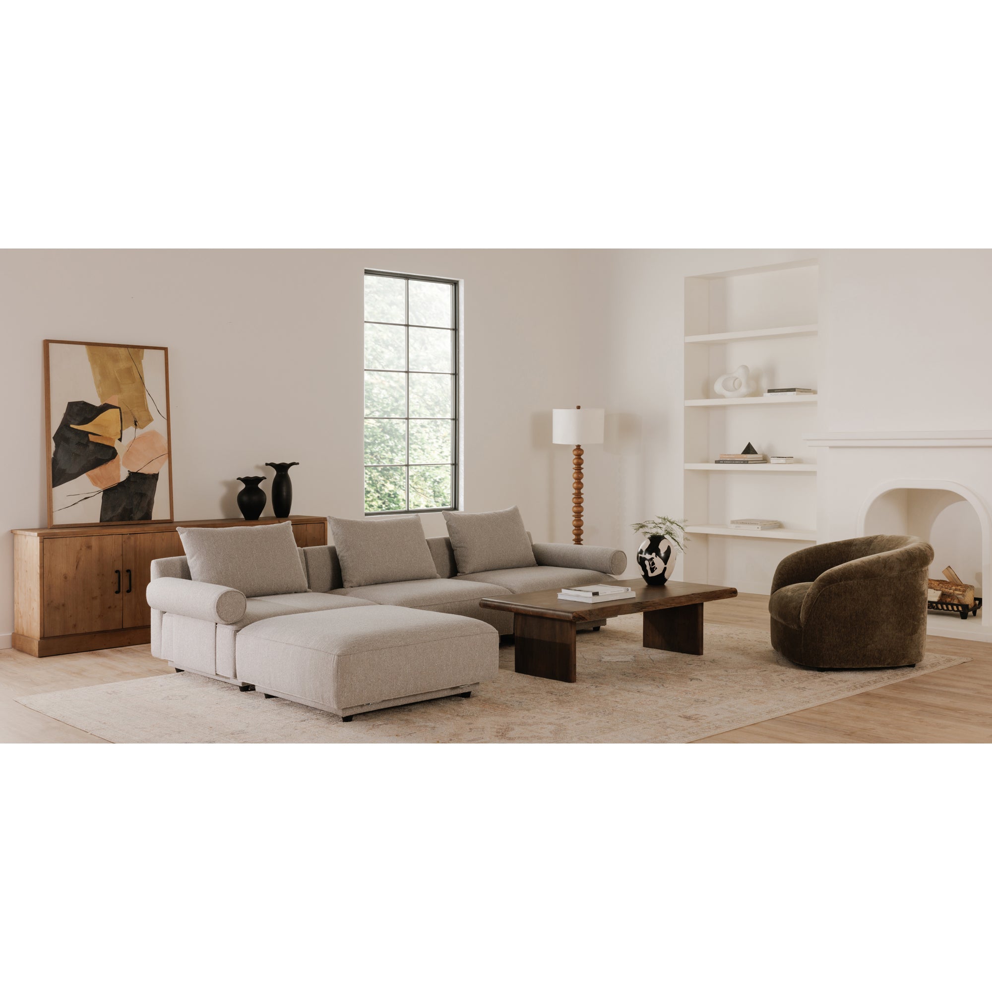 Moes Rosello Right Arm Facing Chair Light Grey OA-1009-29